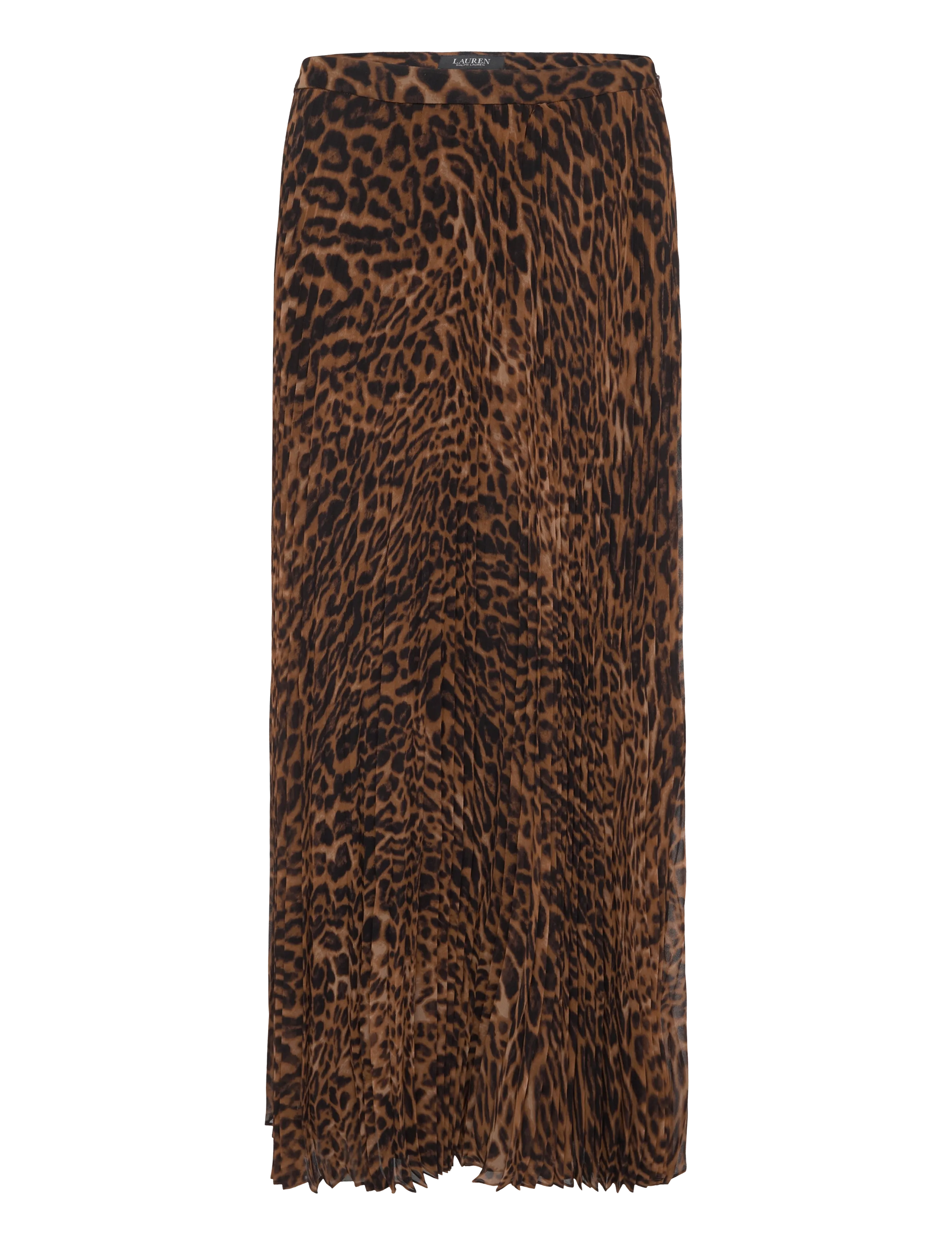Lauren Ralph Lauren Ocelot-Print Pleated Chiffon Skirt - Riided - TAN MULTI / brown