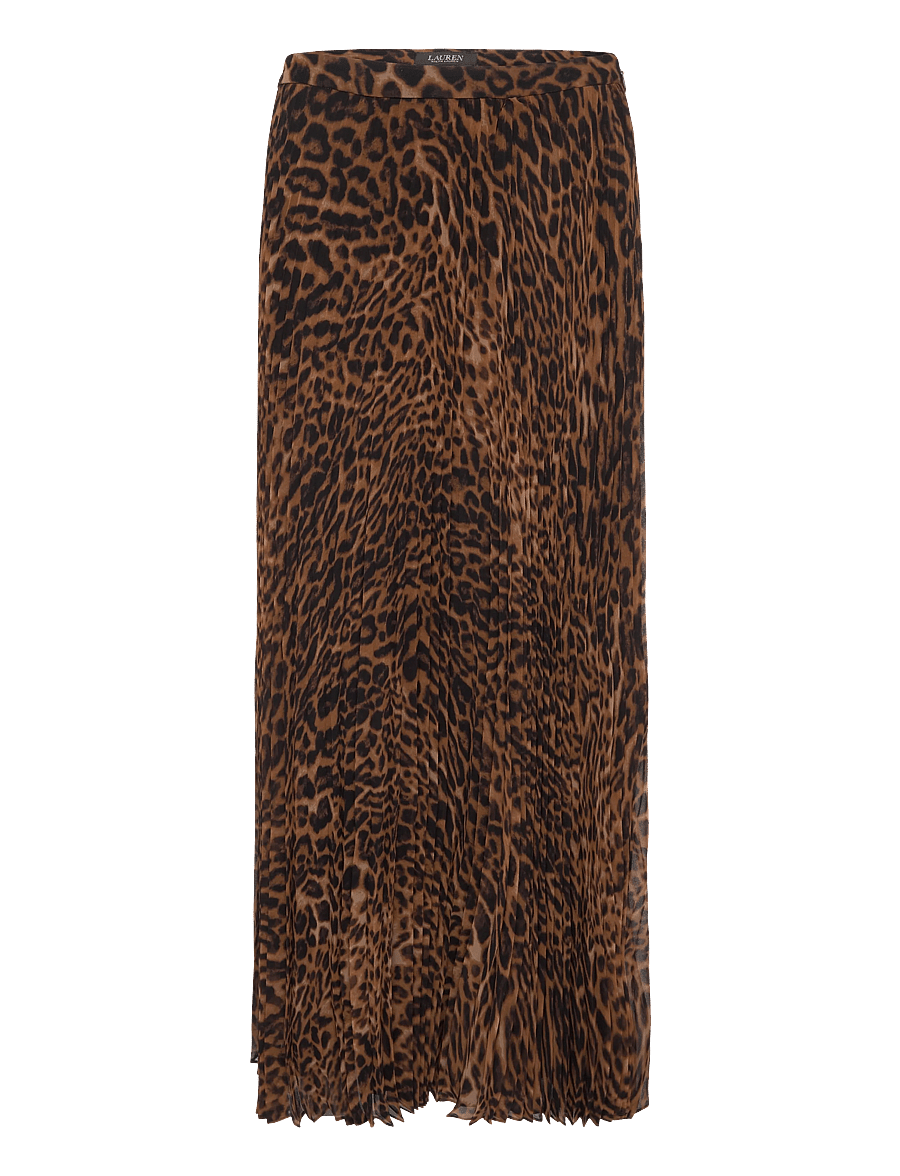 Lauren Ralph Lauren - Plisserad chiffongkjol med ocelottryck - plisserade kjolar - tan multi - 2