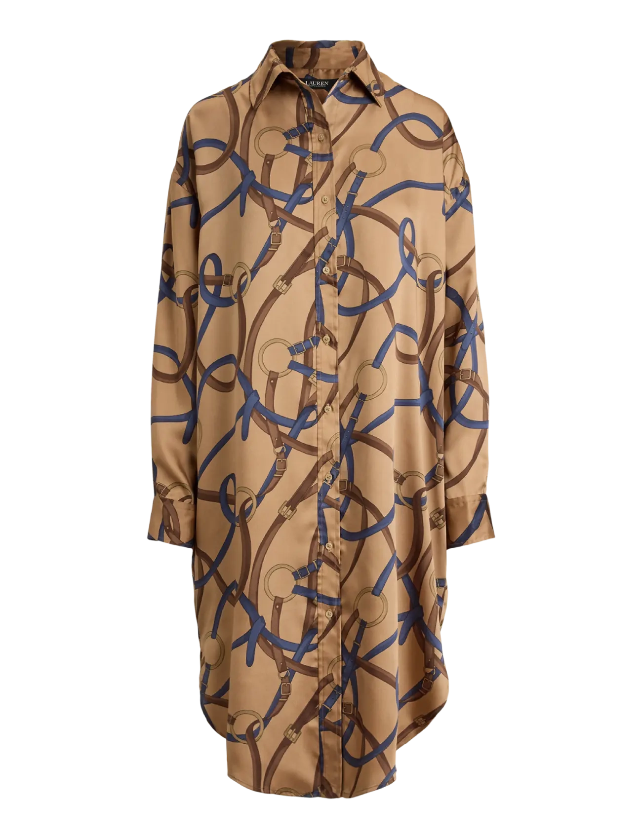 Lauren Ralph Lauren - Belting-Print Twill Midi Shirtdress - hemdkleider - camel multi - 1