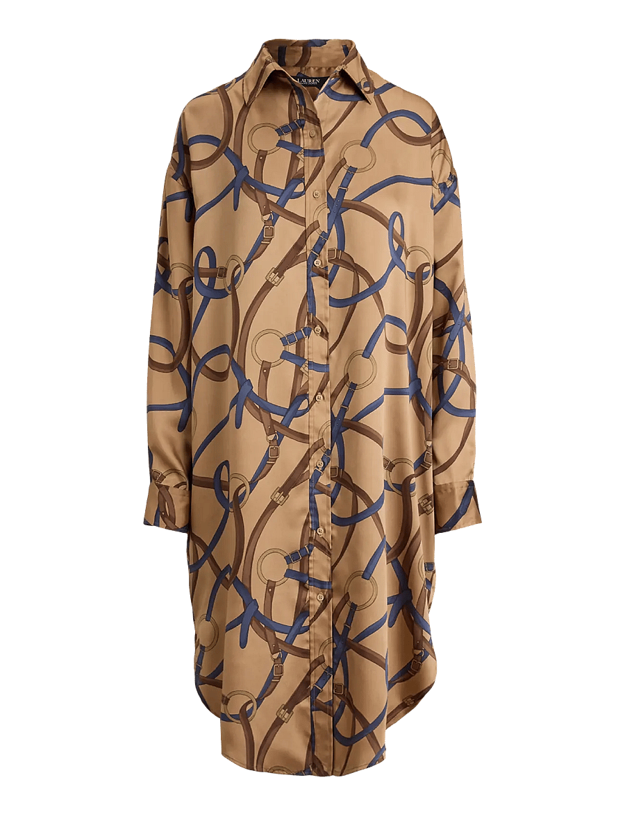 Lauren Ralph Lauren - Belting-Print Twill Midi Shirtdress - hemdkleider - camel multi - 1