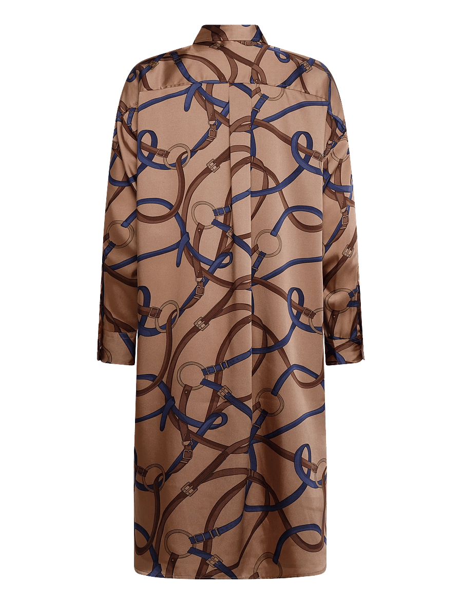 Lauren Ralph Lauren - Belting-Print Twill Midi Shirtdress - skjortklänningar - camel multi - 2