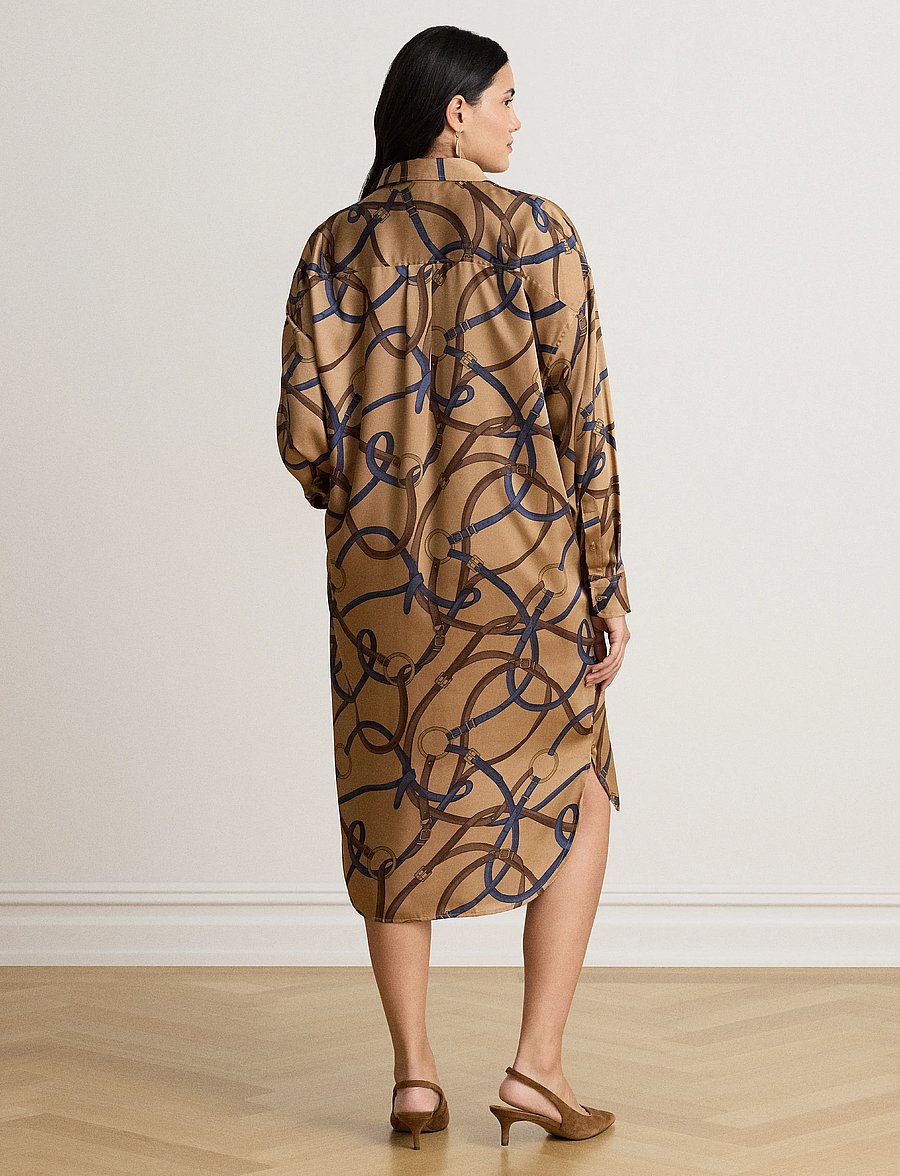 Lauren Ralph Lauren - Belting-Print Twill Midi Shirtdress - hemdkleider - camel multi - 2
