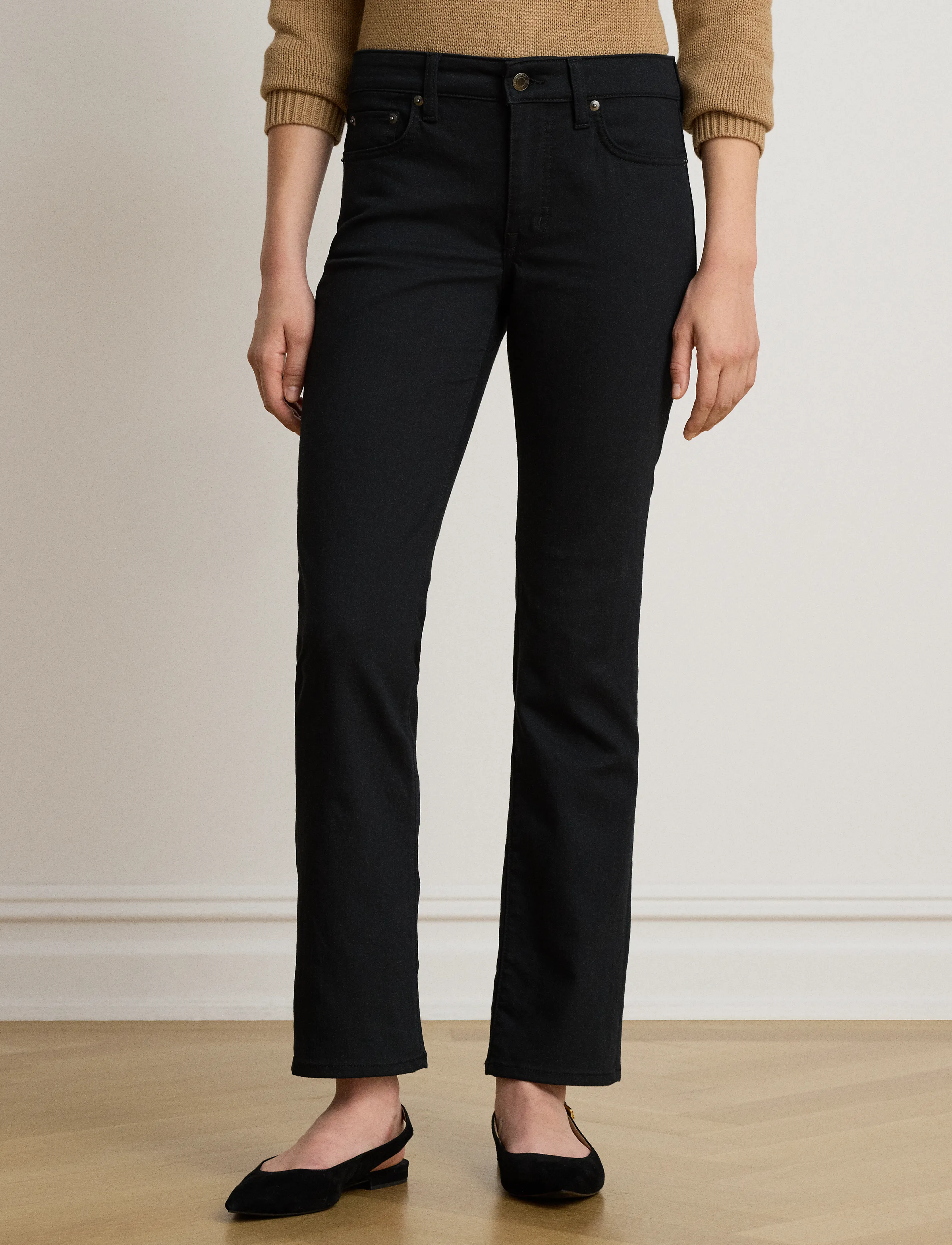 Lauren Ralph Lauren Mid-Rise Slim Straight Jean - Jeans - BLACK WASH / black