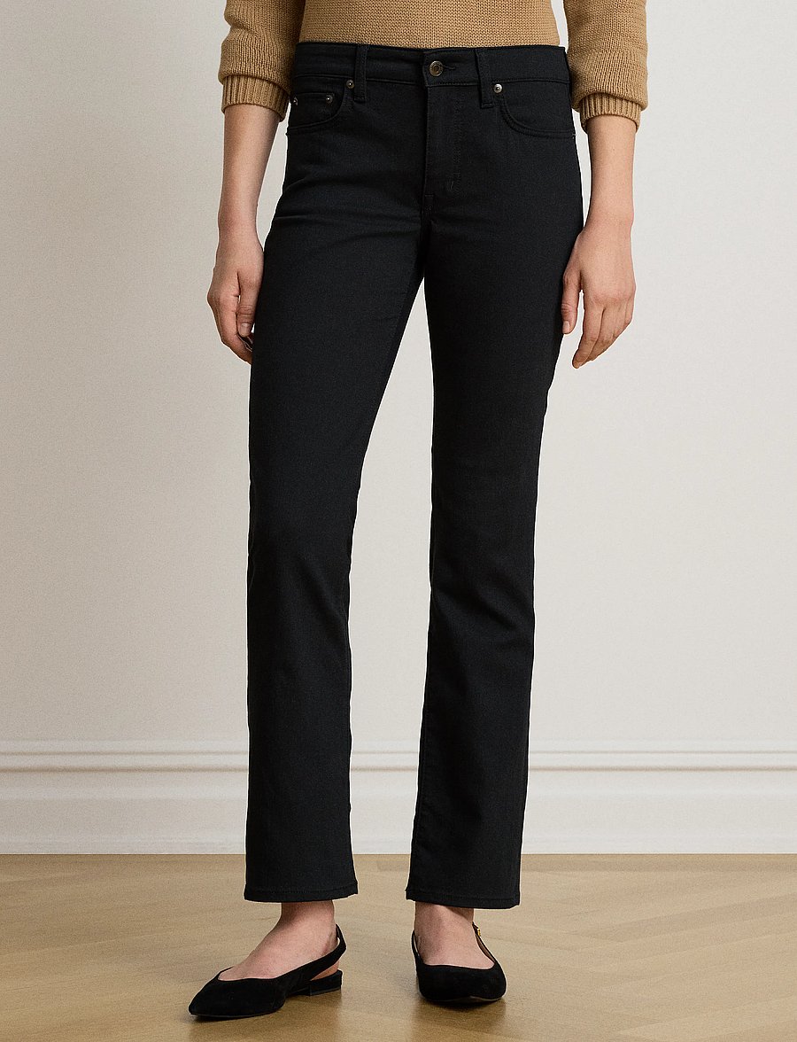 Lauren Ralph Lauren - Mid-Rise Slim Straight Jean - raka jeans - black wash - 0