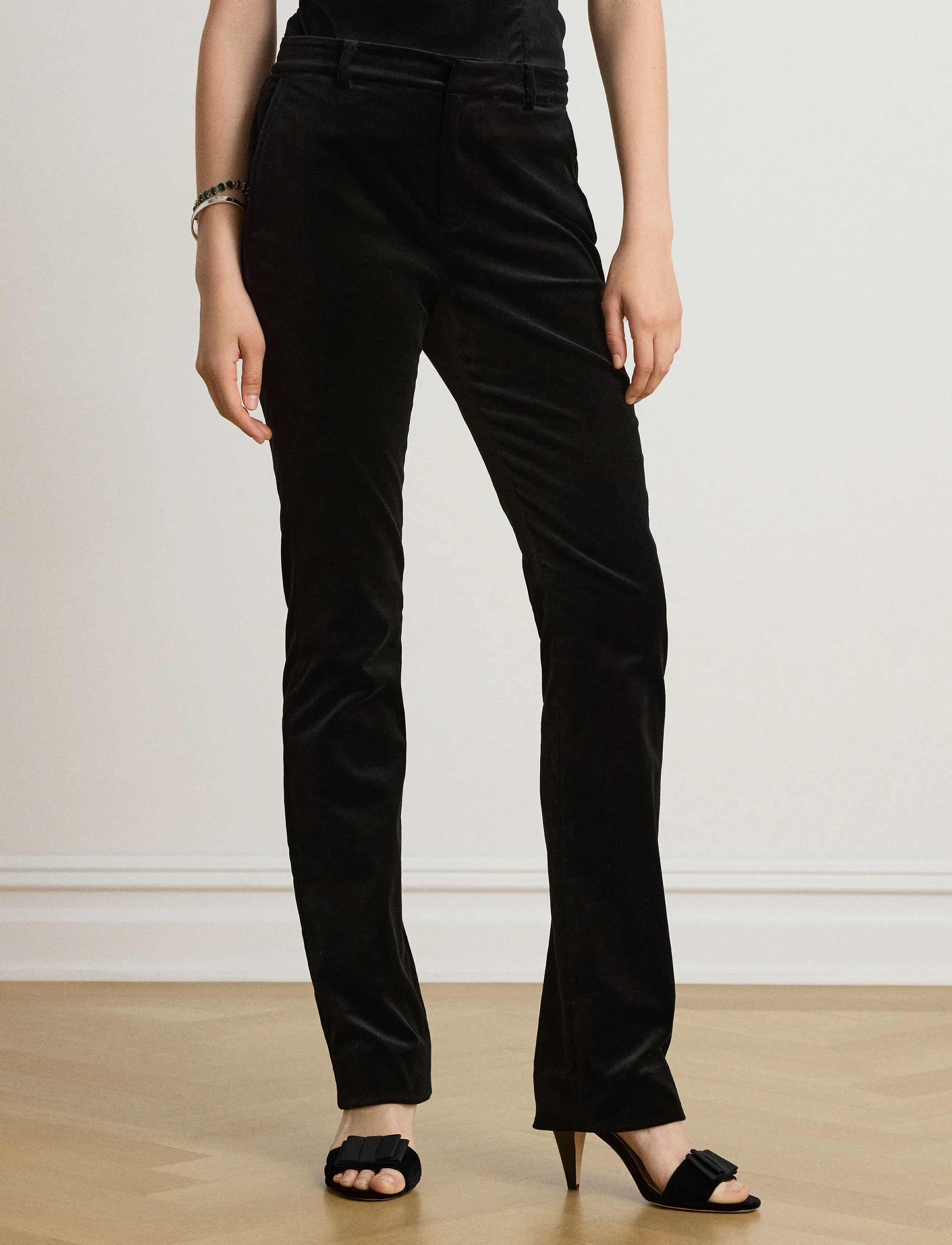 Lauren Ralph Lauren Stretch Velvet Straight Pant - Kontorskläder - BLACK VELVET / black