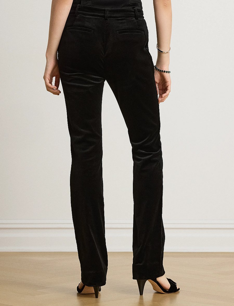 Lauren Ralph Lauren - Stretch Velvet Straight Pant - raka byxor - black velvet - 4