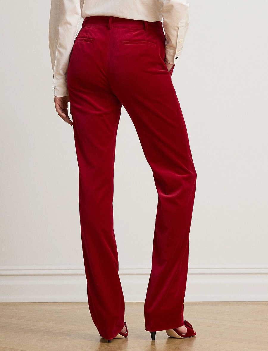 Lauren Ralph Lauren - Stretch Velvet Straight Pant - bukser med lige ben - lauren red velvet - 3
