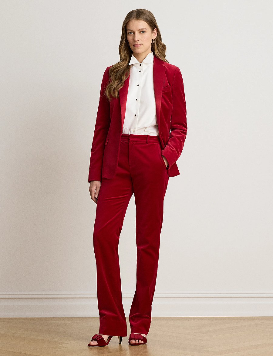 Lauren Ralph Lauren - Stretch Velvet Straight Pant - bukser med lige ben - lauren red velvet - 5