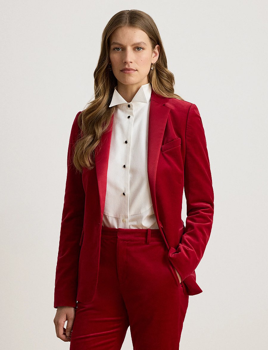 Lauren Ralph Lauren - SOFT STRETCH VELVET-WVN-BLAZER/SPOR - enkeltradede blazere - lauren red velvet - 1