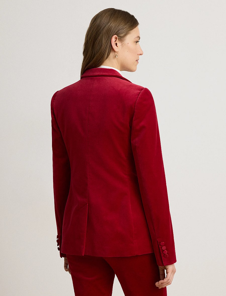 Lauren Ralph Lauren - SOFT STRETCH VELVET-WVN-BLAZER/SPOR - enkeltradede blazere - lauren red velvet - 4