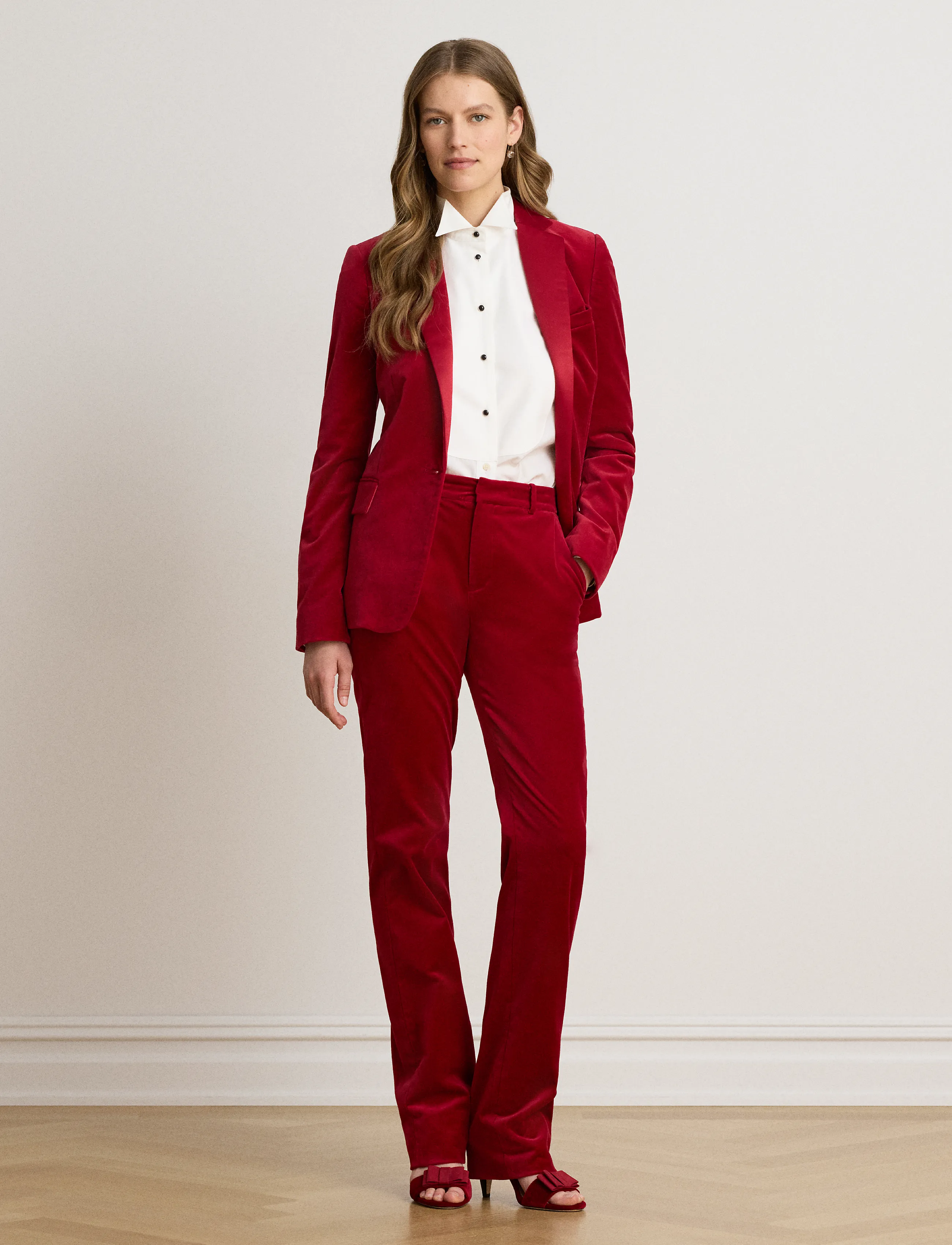 Lauren Ralph Lauren - SOFT STRETCH VELVET-WVN-BLAZER/SPOR - enkeltradede blazere - lauren red velvet - 5