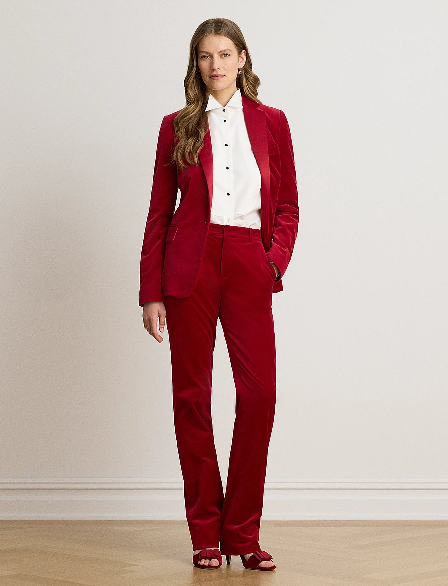 Lauren Ralph Lauren - SOFT STRETCH VELVET-WVN-BLAZER/SPOR - enkeltradede blazere - lauren red velvet - 5
