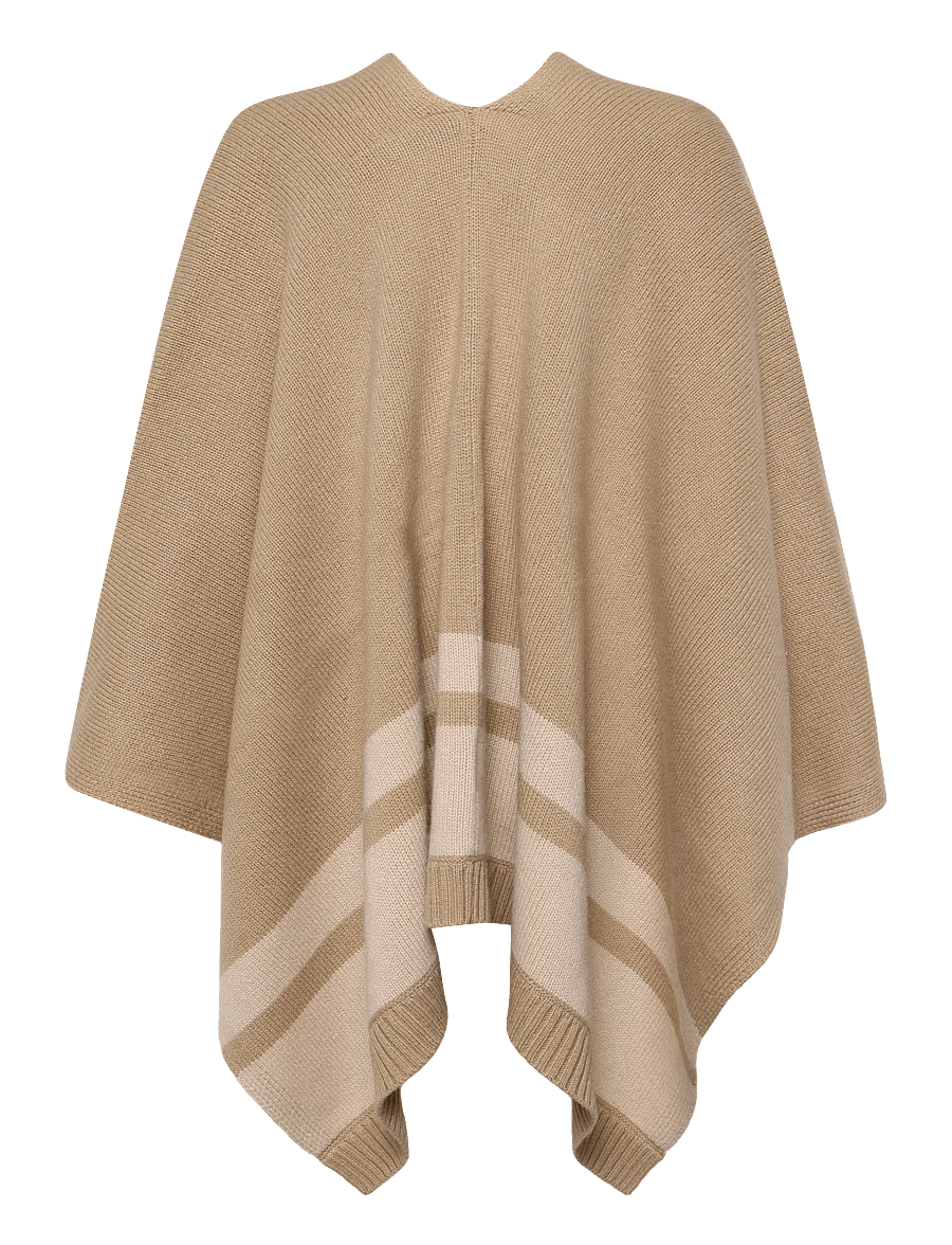 Lauren Ralph Lauren - Buckle-Trim Wool-Cashmere Sweater Poncho - cashmere - camel multi - 3