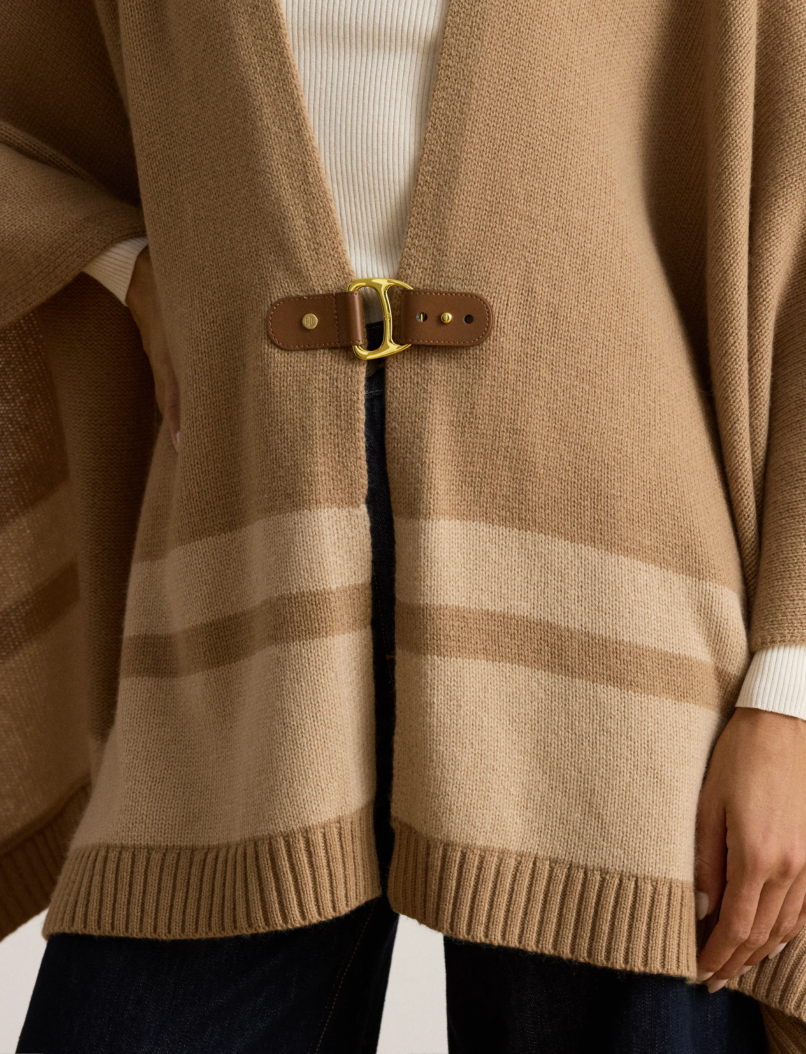 Lauren Ralph Lauren Buckle-Trim Wool-Cashmere Sweater Poncho stickade tröjor dam – bild 4