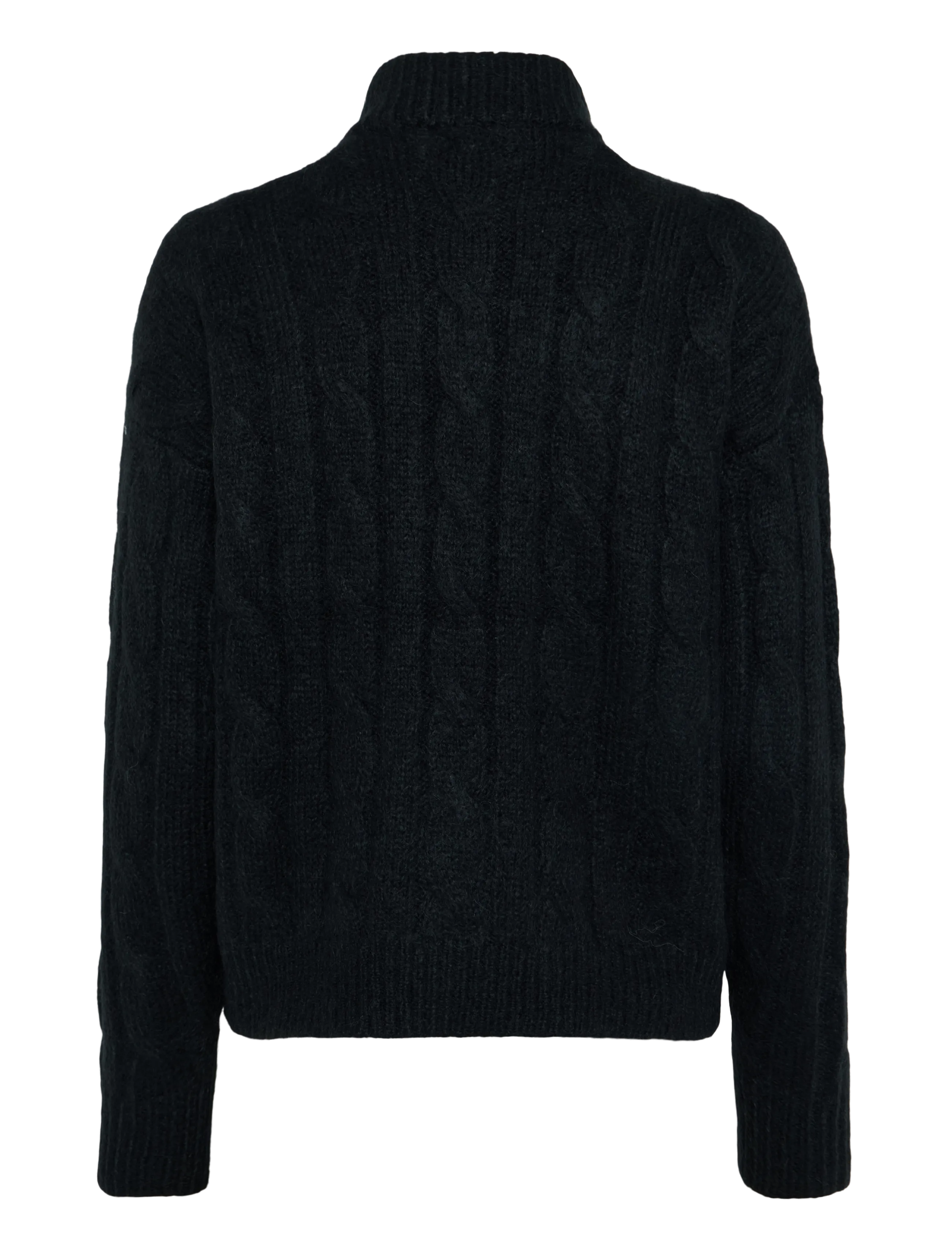 Lauren Ralph Lauren - Cable Funnelneck Quarter-Zip Sweater - stickade tröjor - black - 2