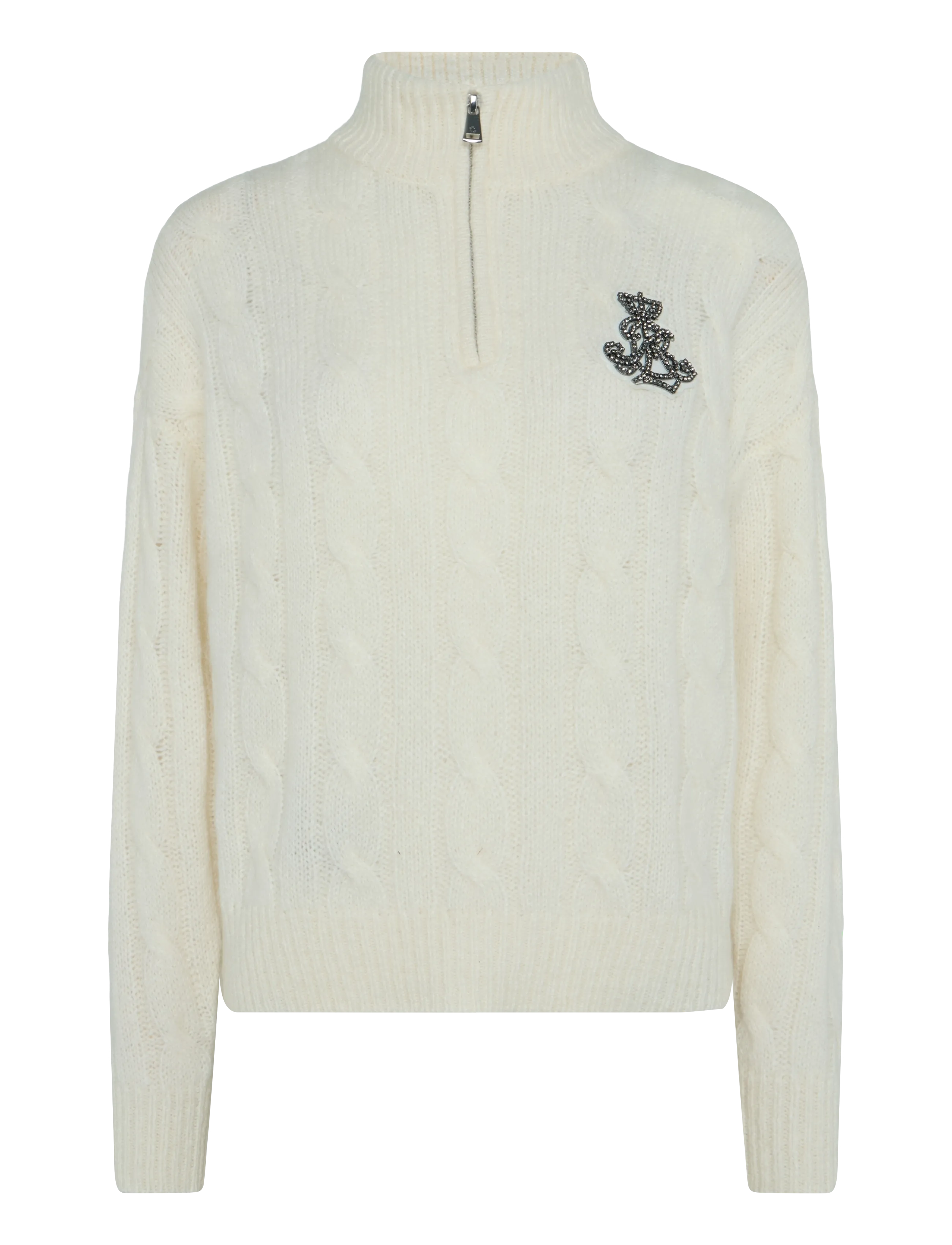 Lauren Ralph Lauren Cable Funnelneck Quarter-Zip Sweater - Tøj - MASCARPONE CREAM / cream