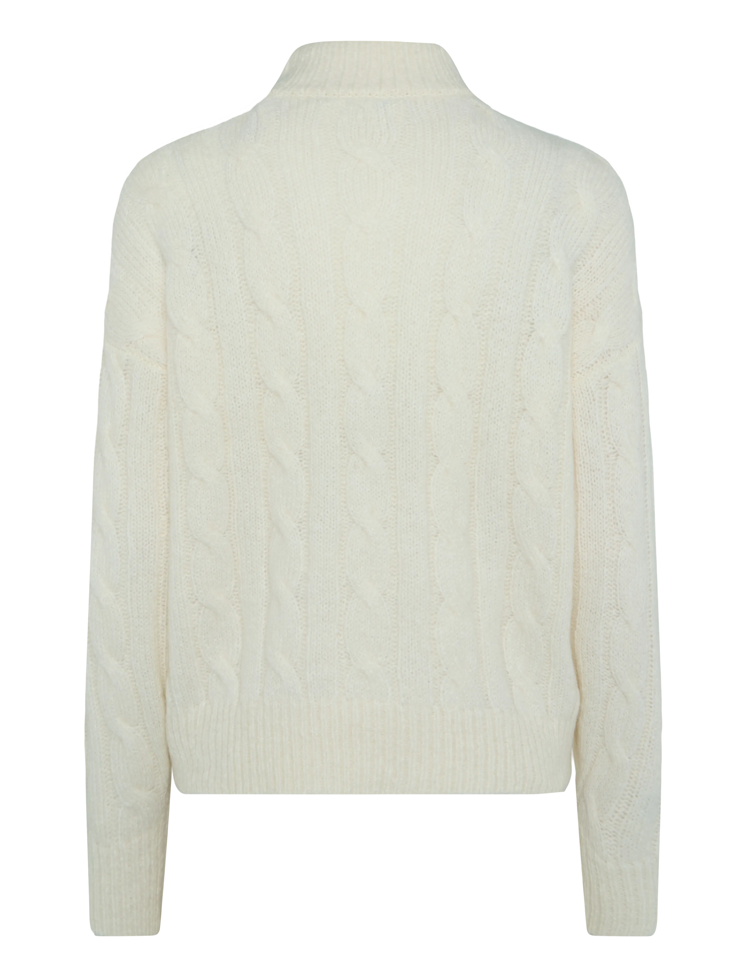 Lauren Ralph Lauren - Cable Funnelneck Quarter-Zip Sweater - stickade tröjor - mascarpone cream - 3