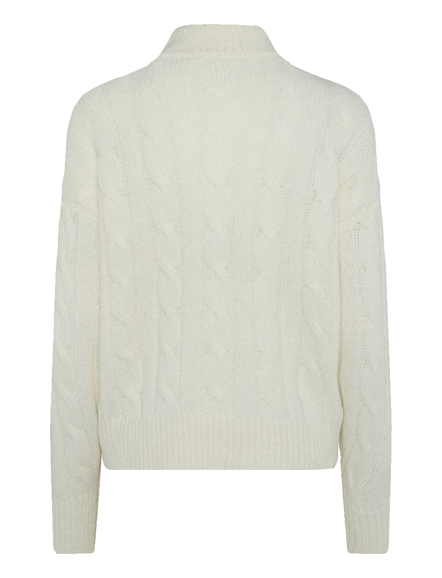 Lauren Ralph Lauren - Cable Funnelneck Quarter-Zip Sweater - stickade tröjor - mascarpone cream - 3