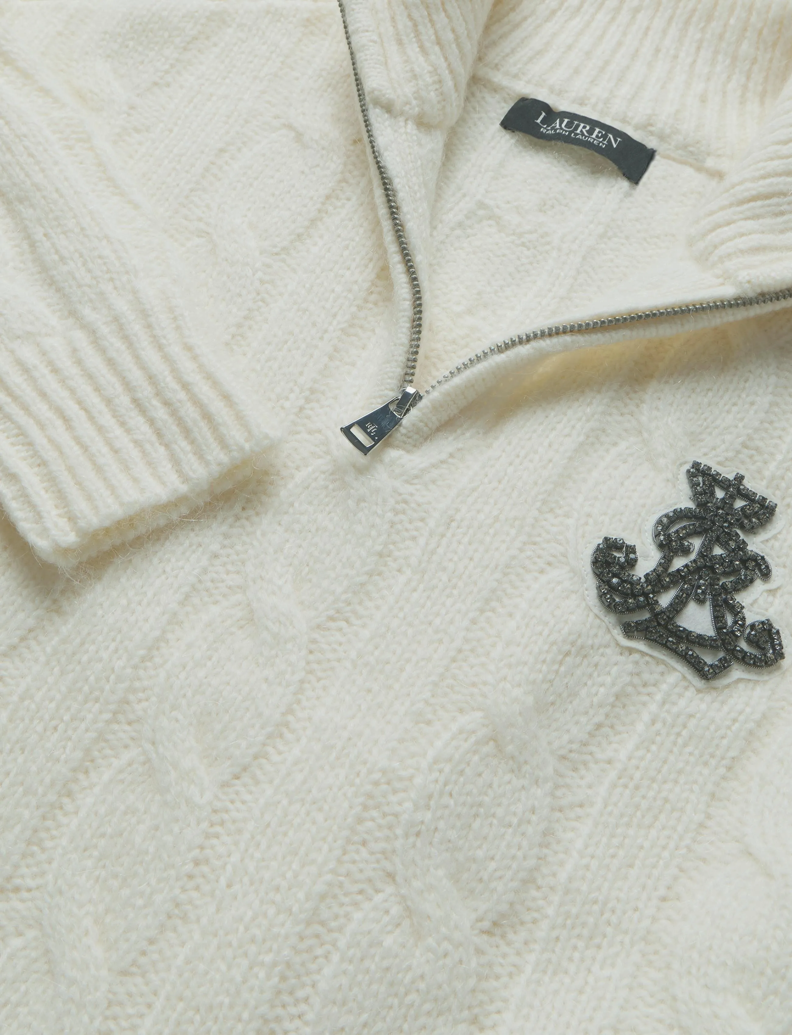Lauren Ralph Lauren Cable Funnelneck Quarter-zip Sweater
