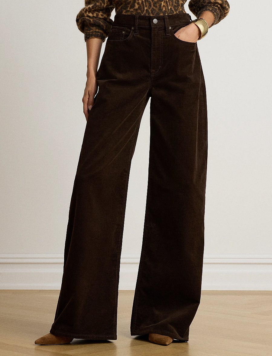 Lauren Ralph Lauren - Corduroy High-Rise Super Wide-Leg Pant - bukser med brede ben - circuit brown - 5