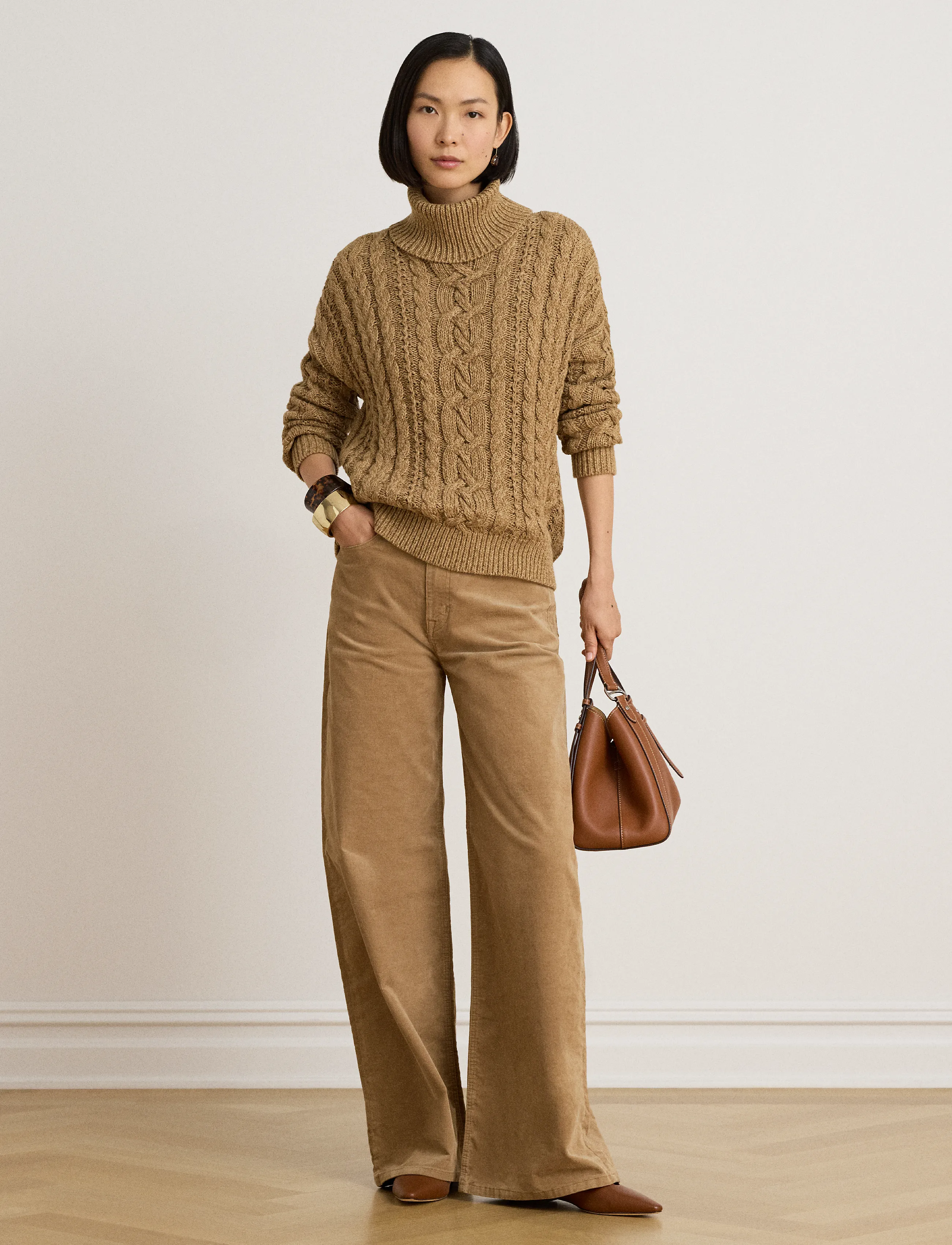Lauren Ralph Lauren Corduroy High-Rise Super Wide-Leg Pant - Byxor - LAUREN CAMEL / brown