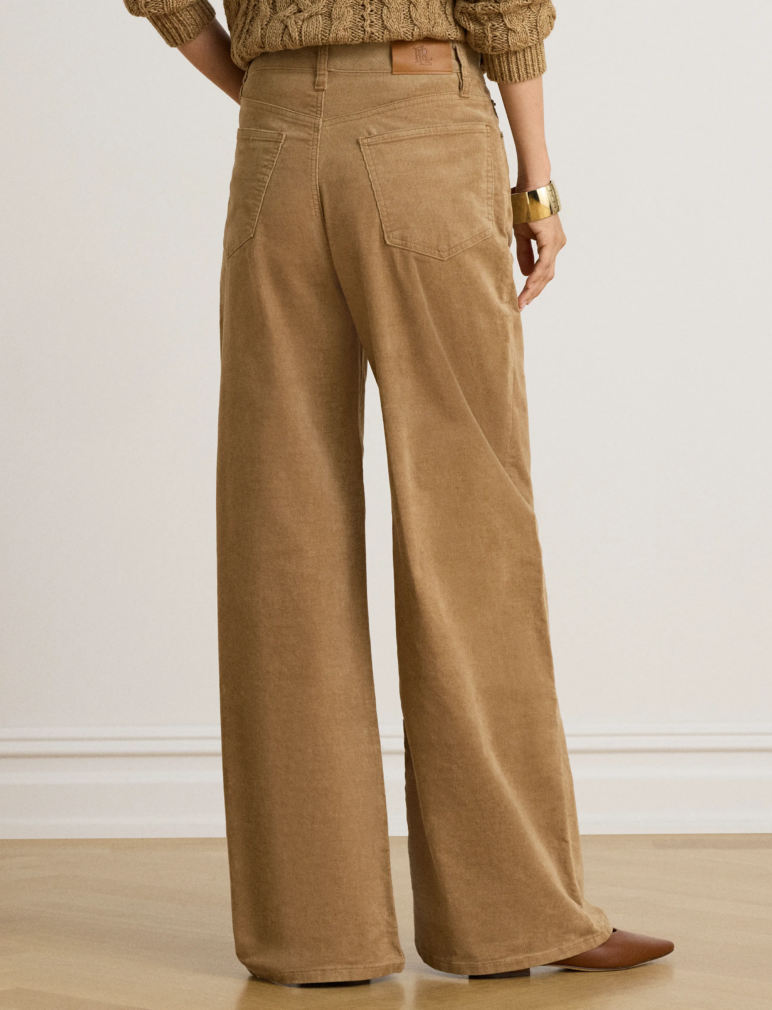 Lauren Ralph Lauren - Corduroy High-Rise Super Wide-Leg Pant - vida byxor - lauren camel - 2