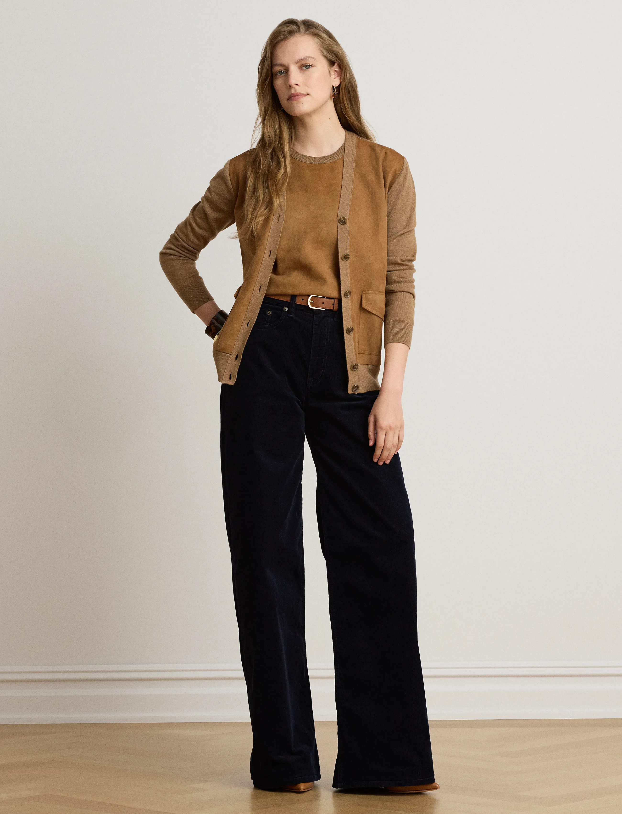 Lauren Ralph Lauren Corduroy High-Rise Super Wide-Leg Pant - Byxor - LAUREN NAVY / navy