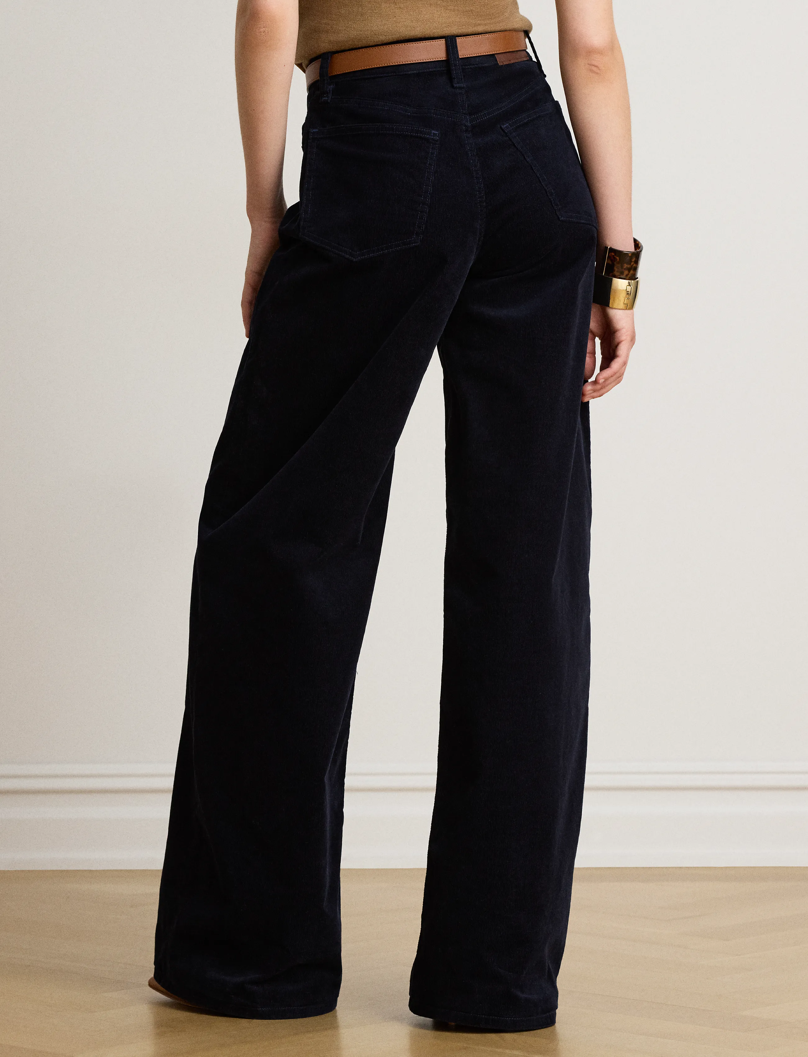 Lauren Ralph Lauren - Corduroy High-Rise Super Wide-Leg Pant - vida byxor - lauren navy - 2
