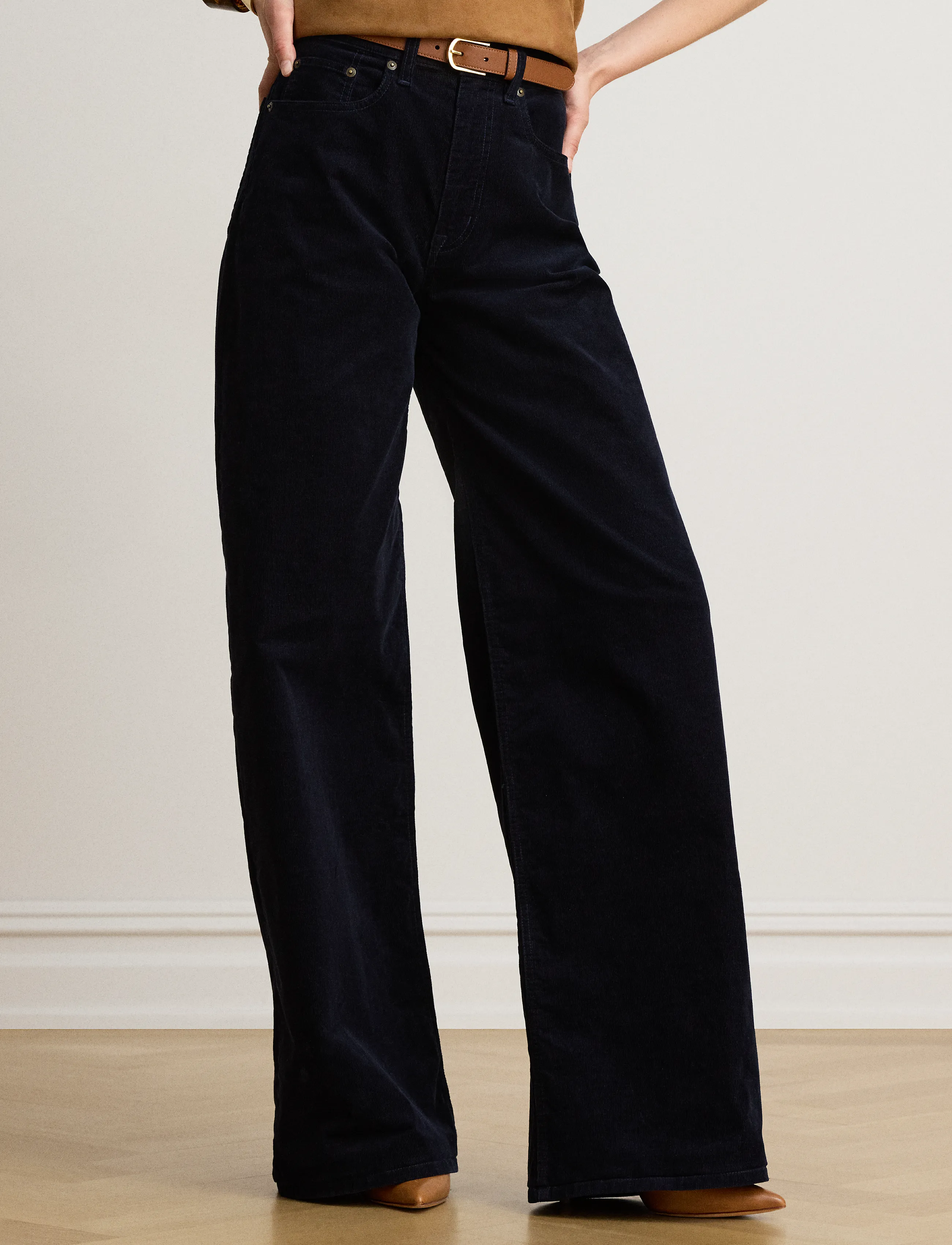 Lauren Ralph Lauren - Corduroy High-Rise Super Wide-Leg Pant - vida byxor - lauren navy - 3