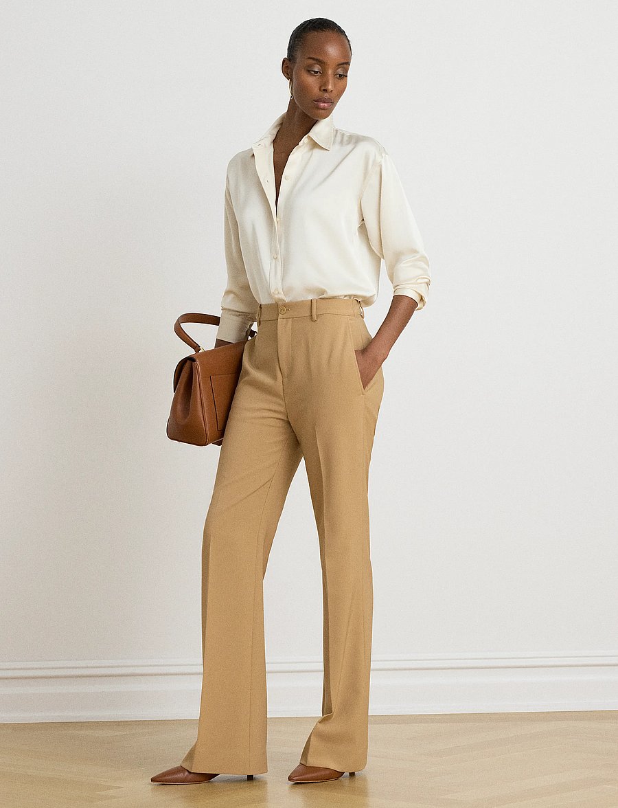 Lauren Ralph Lauren - Stretch Crepe Straight Pant - bukser med lige ben - lauren camel - 0