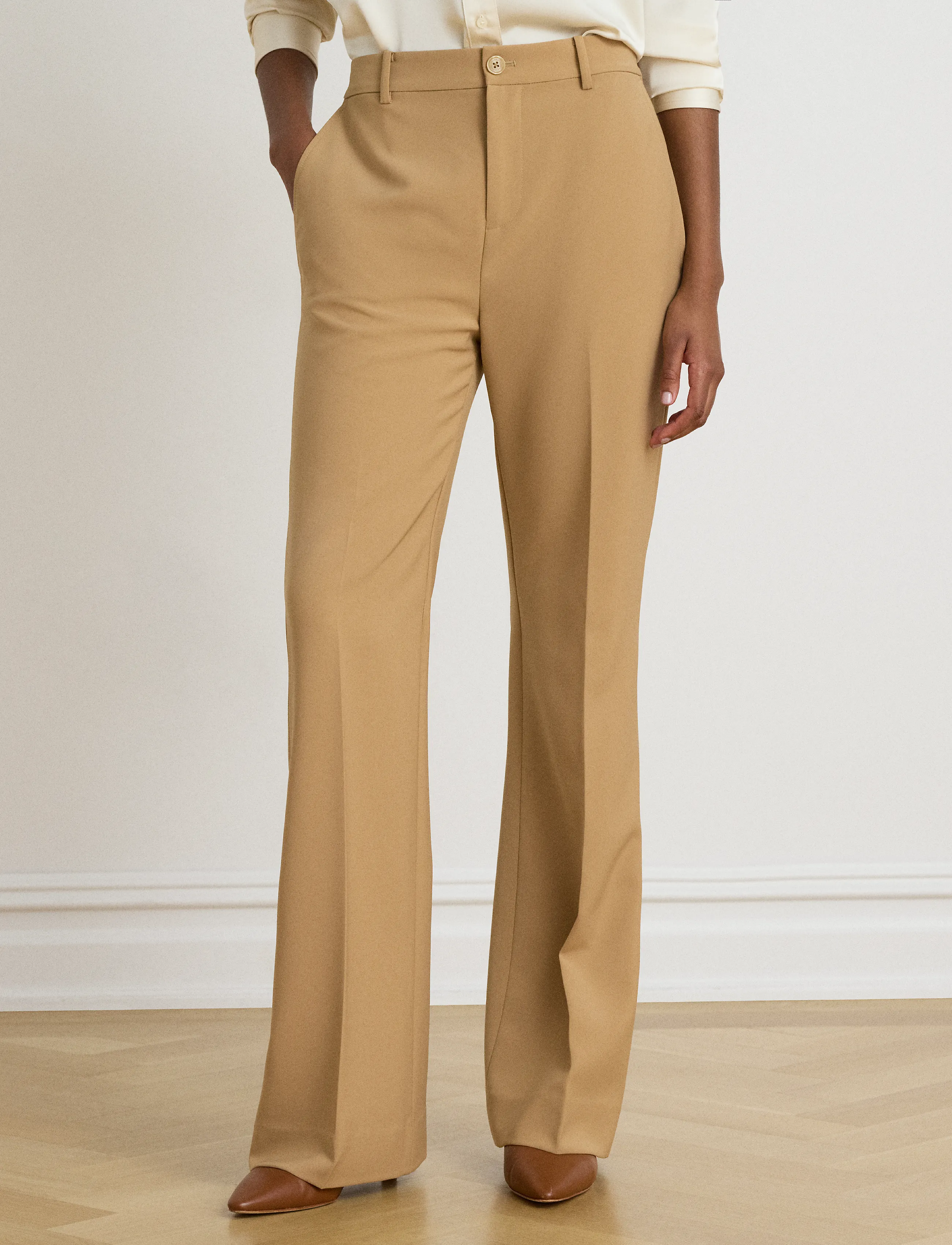 Lauren Ralph Lauren - Stretch Crepe Straight Pant - bukser med lige ben - lauren camel - 4