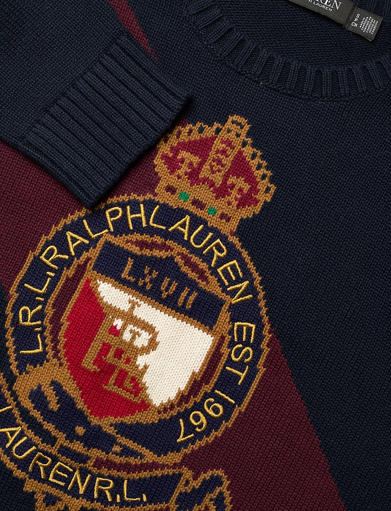 Lauren Ralph Lauren - Color-Blocked Crest Cotton Sweater - striktrøjer - lauren navy multi - 2