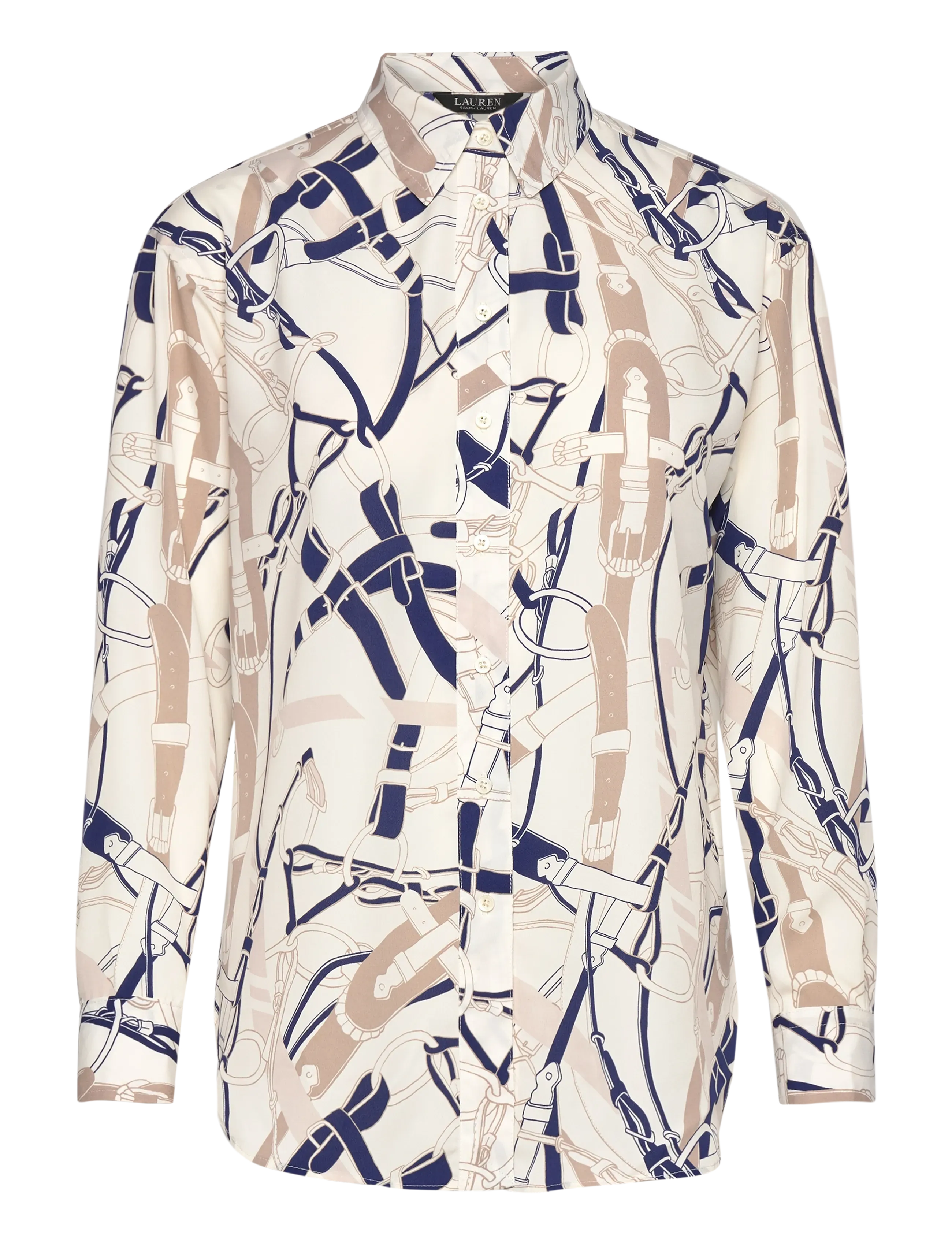 Lauren Ralph Lauren Relaxed Fit Belting-Print Crepe Shirt - Kleidung - CREAM/NAVY / multi