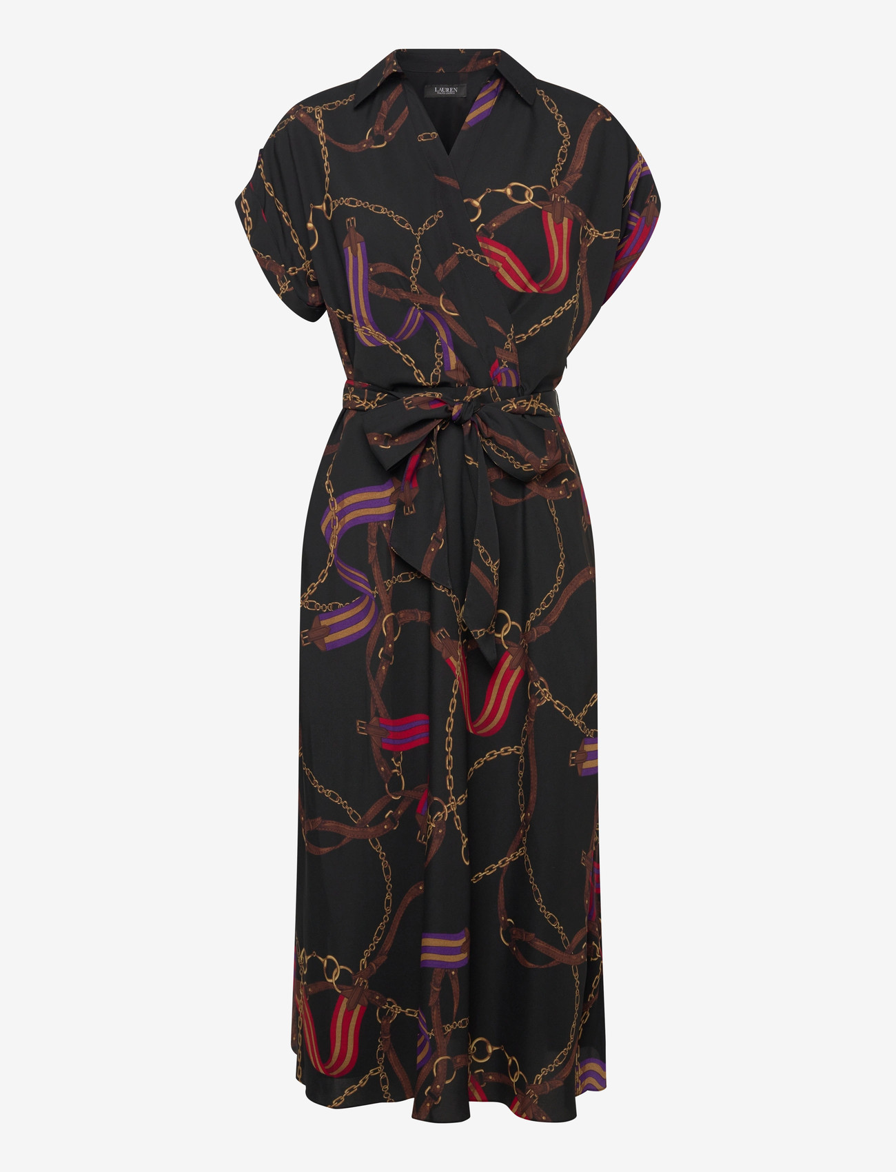 Lauren Ralph Lauren - Belting-Print Belted Crepe Dress - hemdkleider - black multi - 0