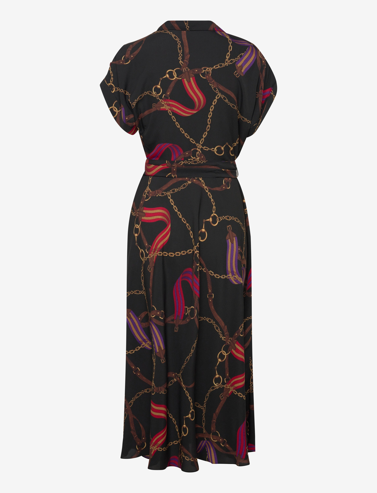 Lauren Ralph Lauren - Belting-Print Belted Crepe Dress - hemdkleider - black multi - 1