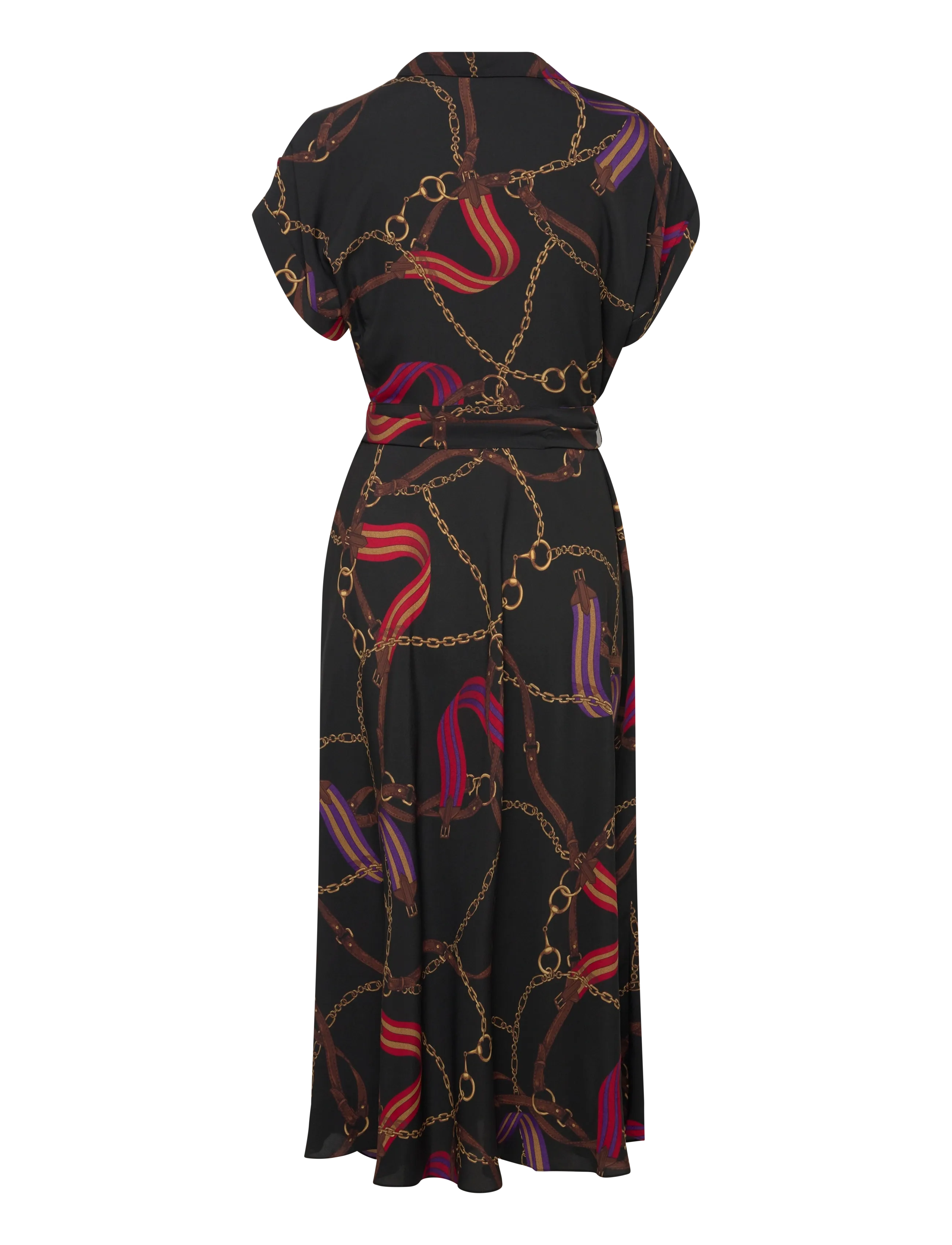 Lauren Ralph Lauren - Belting-Print Belted Crepe Dress - skjortekjoler - black multi - 1