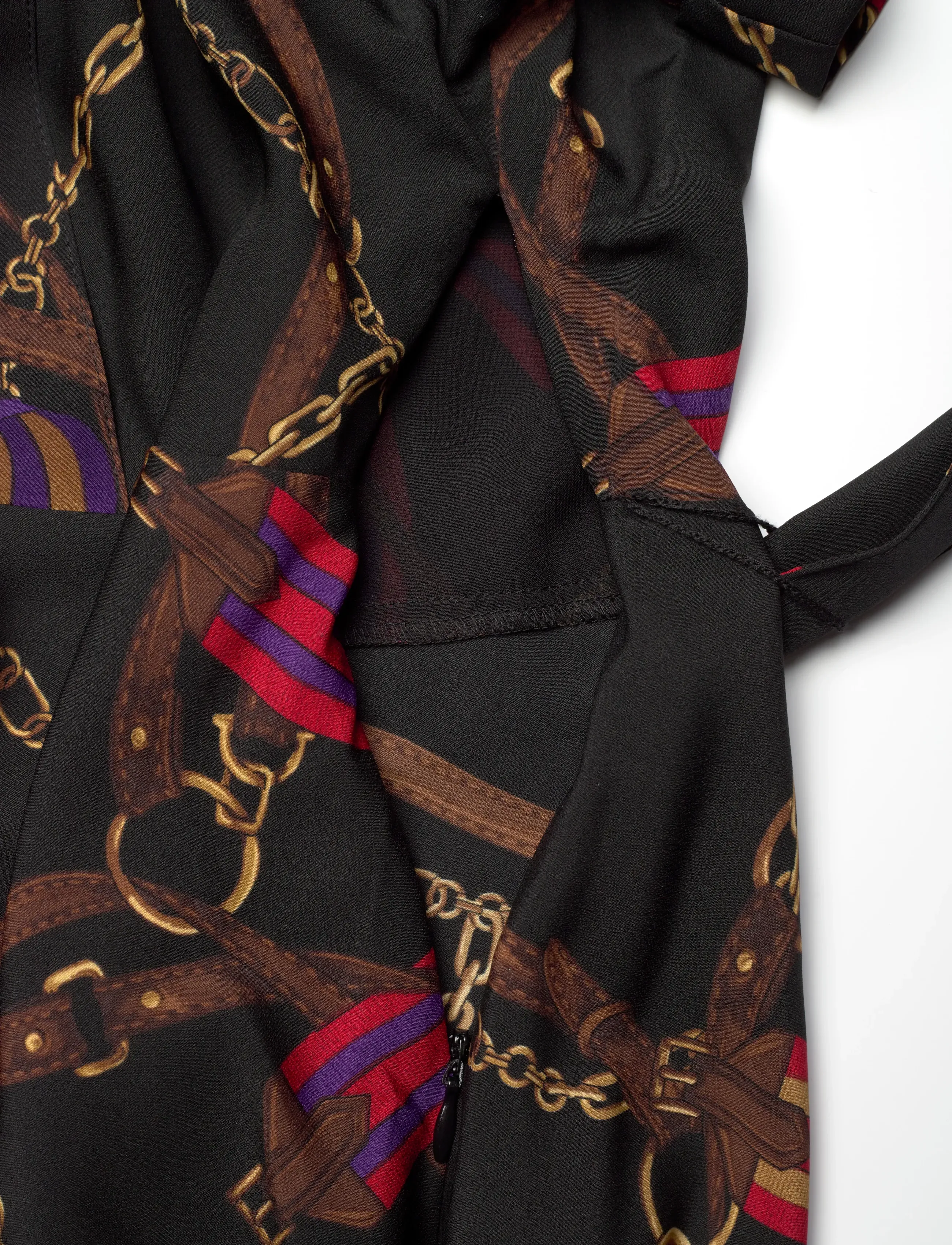Lauren Ralph Lauren - Belting-Print Belted Crepe Dress - skjortekjoler - black multi - 3