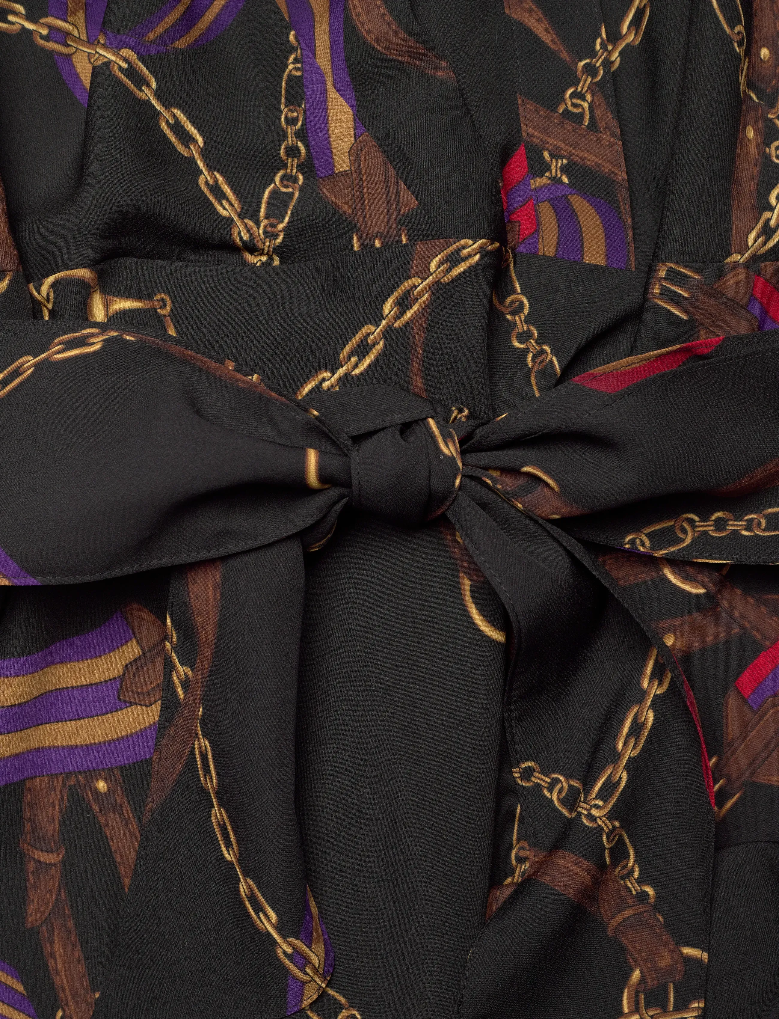 Lauren Ralph Lauren - Belting-Print Belted Crepe Dress - skjortekjoler - black multi - 4