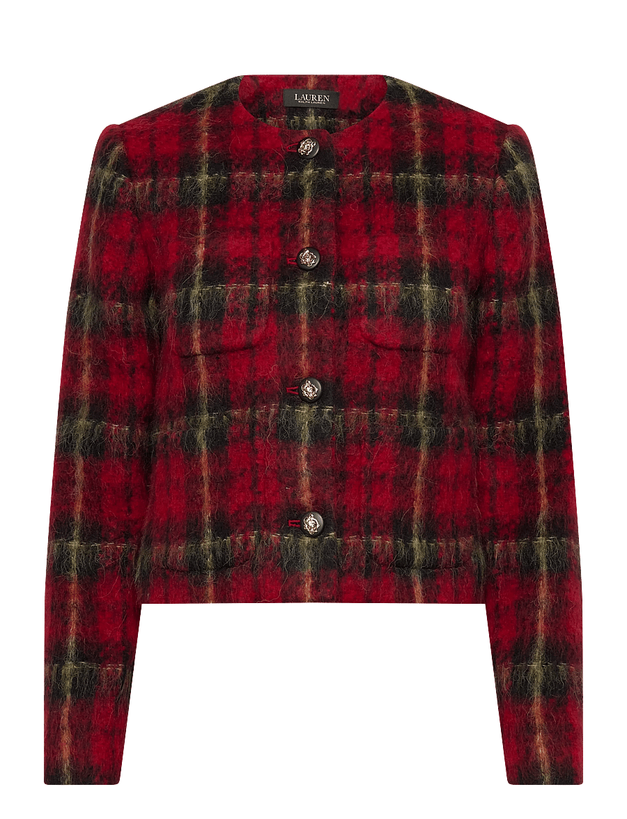 Lauren Ralph Lauren - Plaid Mohair Cropped Jacket - red/black/yellow - 0