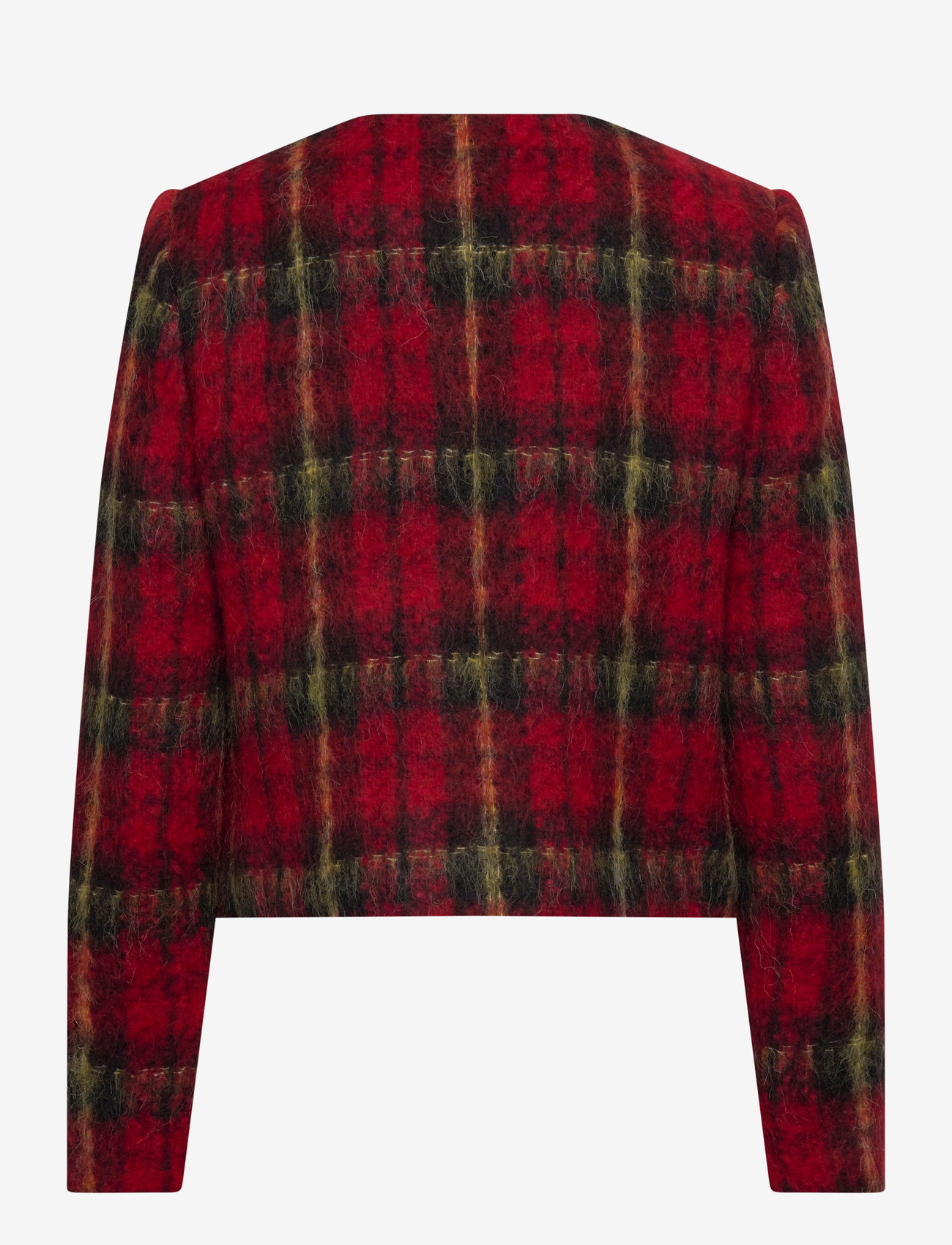 Lauren Ralph Lauren - Plaid Mohair Cropped Jacket - cropped blazers - red/black/yellow - 1
