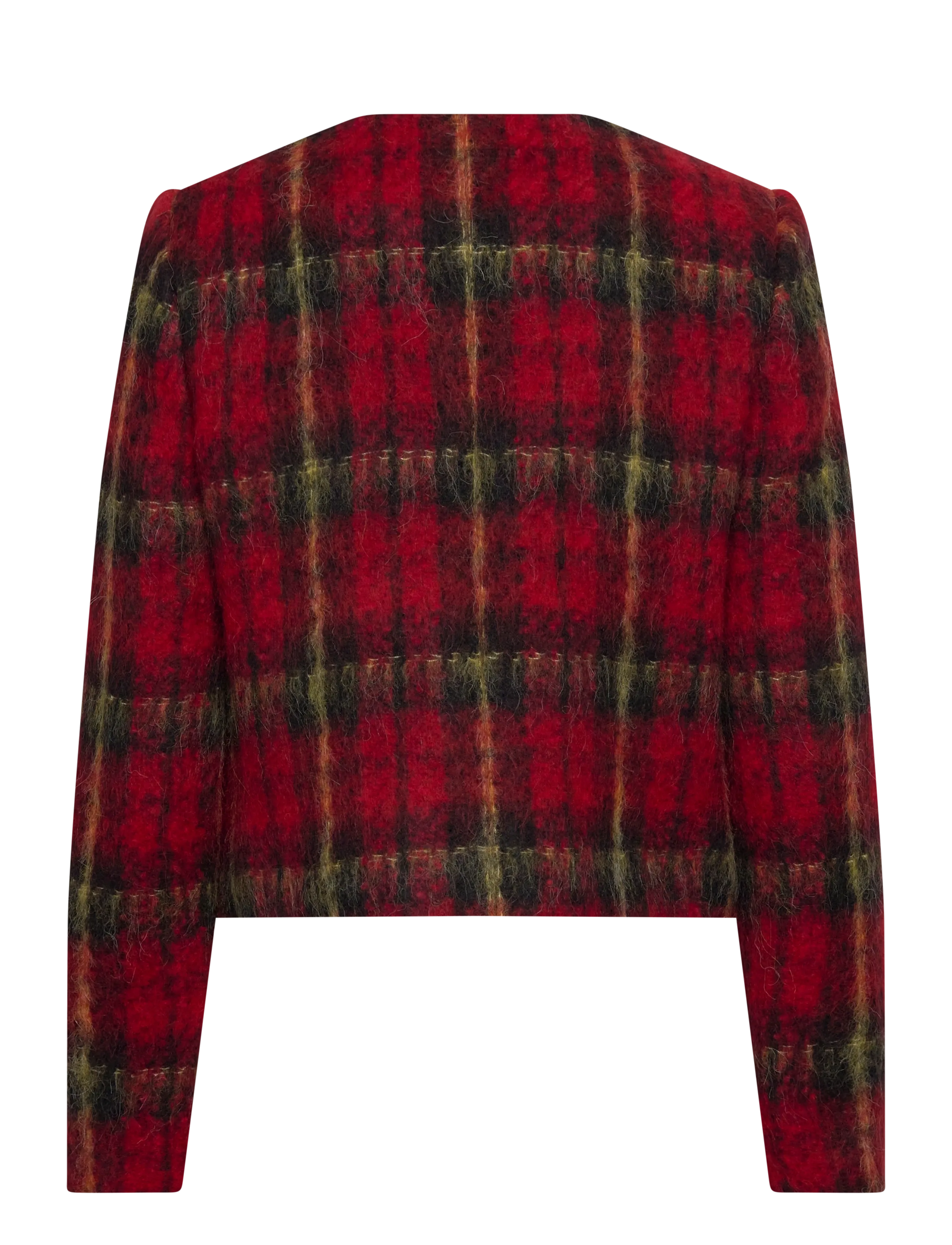 Lauren Ralph Lauren - Plaid Mohair Cropped Jacket - wool jackets - red/black/yellow - 1