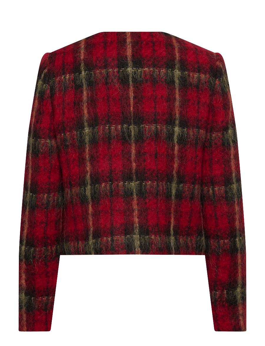 Lauren Ralph Lauren - Plaid Mohair Cropped Jacket - wool jackets - red/black/yellow - 1