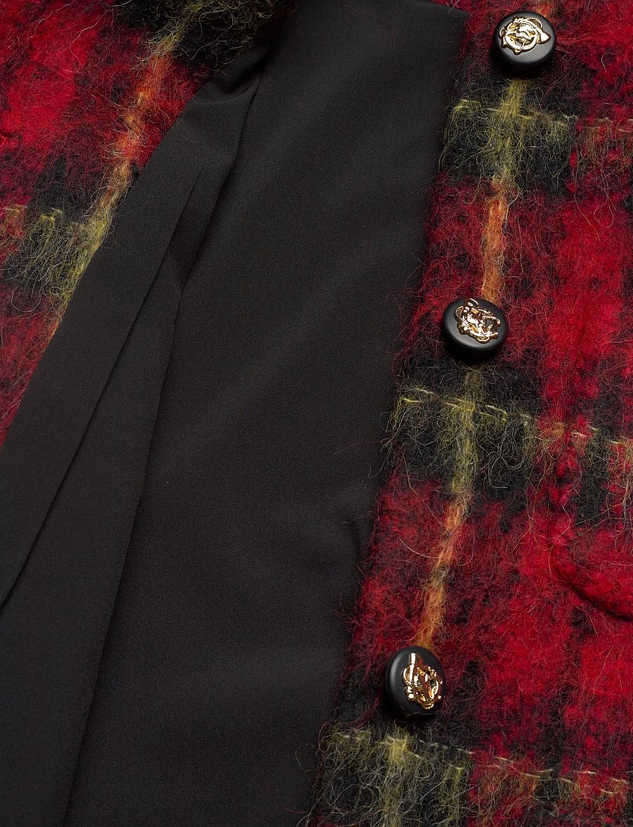 Lauren Ralph Lauren - Plaid Mohair Cropped Jacket - wool jackets - red/black/yellow - 4