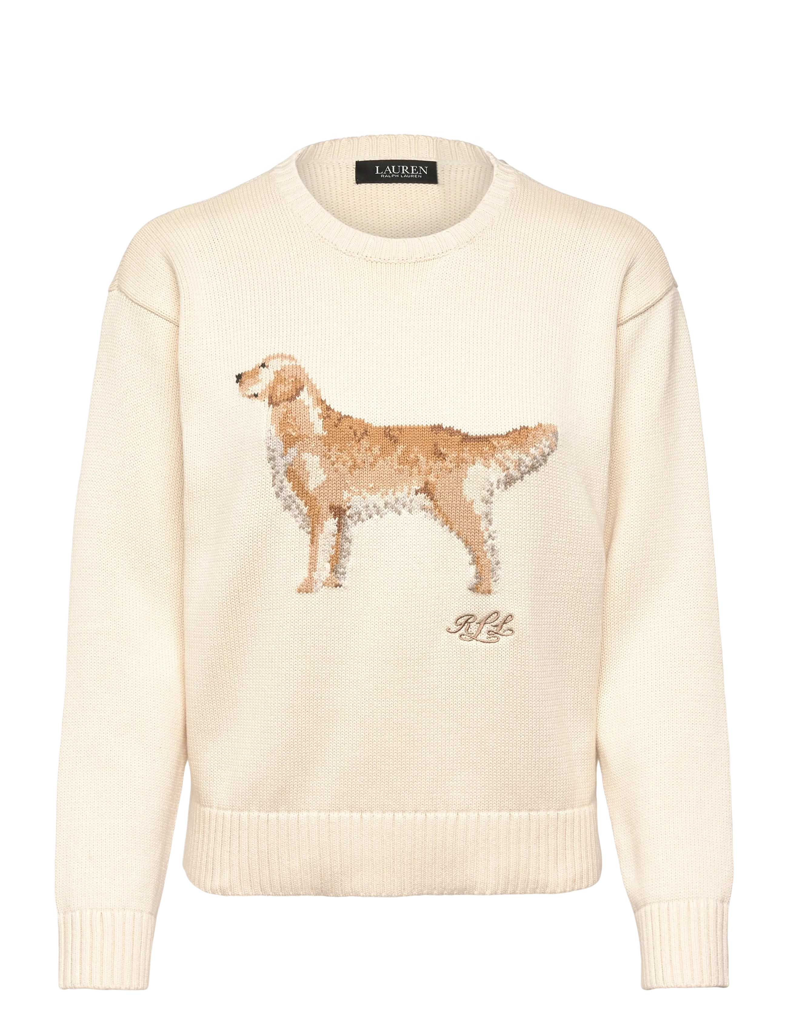 Intarsia-Knit Golden Retriever Sweater - MASCARPONE CREAM