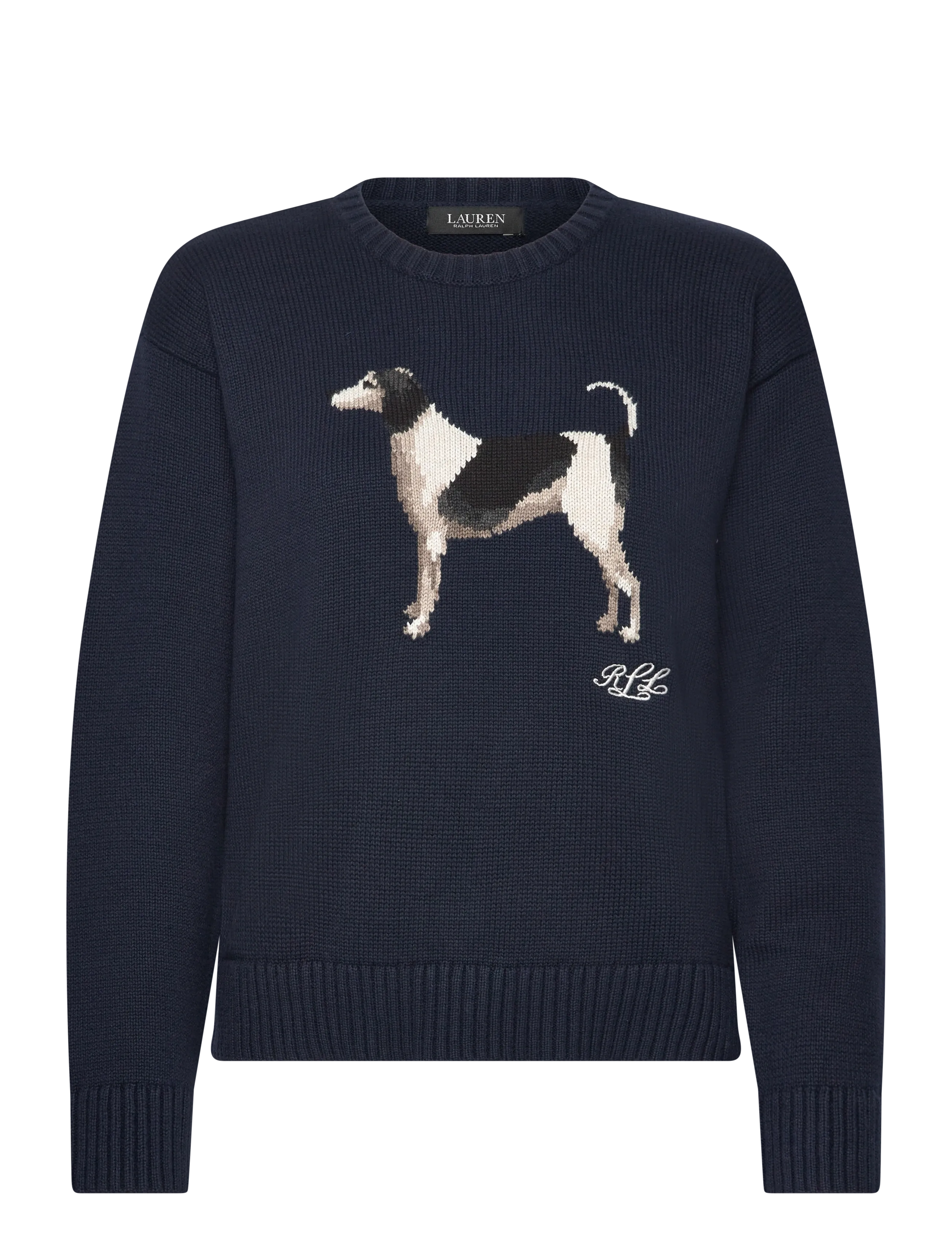 Lauren Ralph Lauren Intarsia-Knit Dog Cotton Sweater - Pullover - LAUREN NAVY / navy
