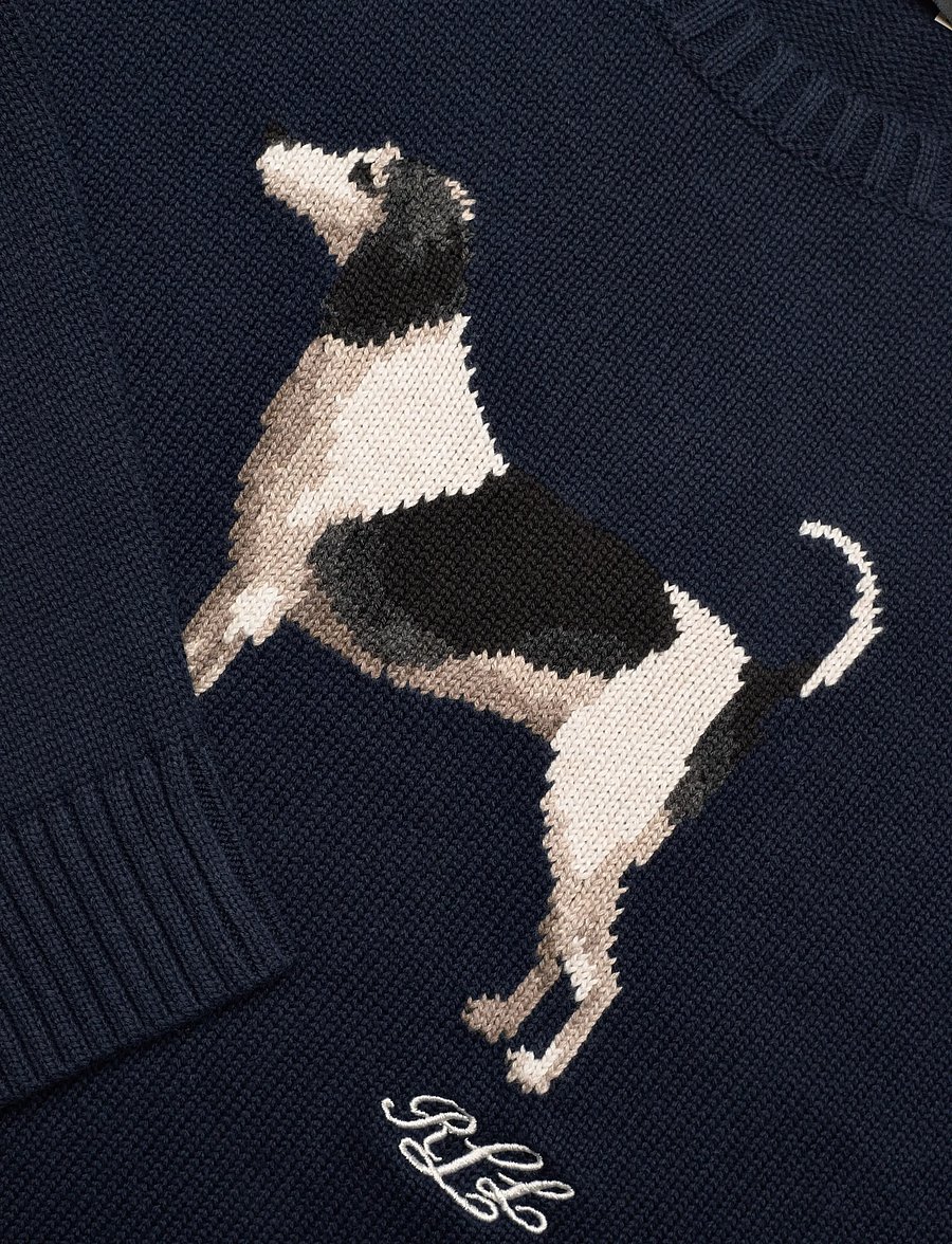 Lauren Ralph Lauren - Intarsia-Knit Dog Cotton Sweater - pullover - lauren navy - 2