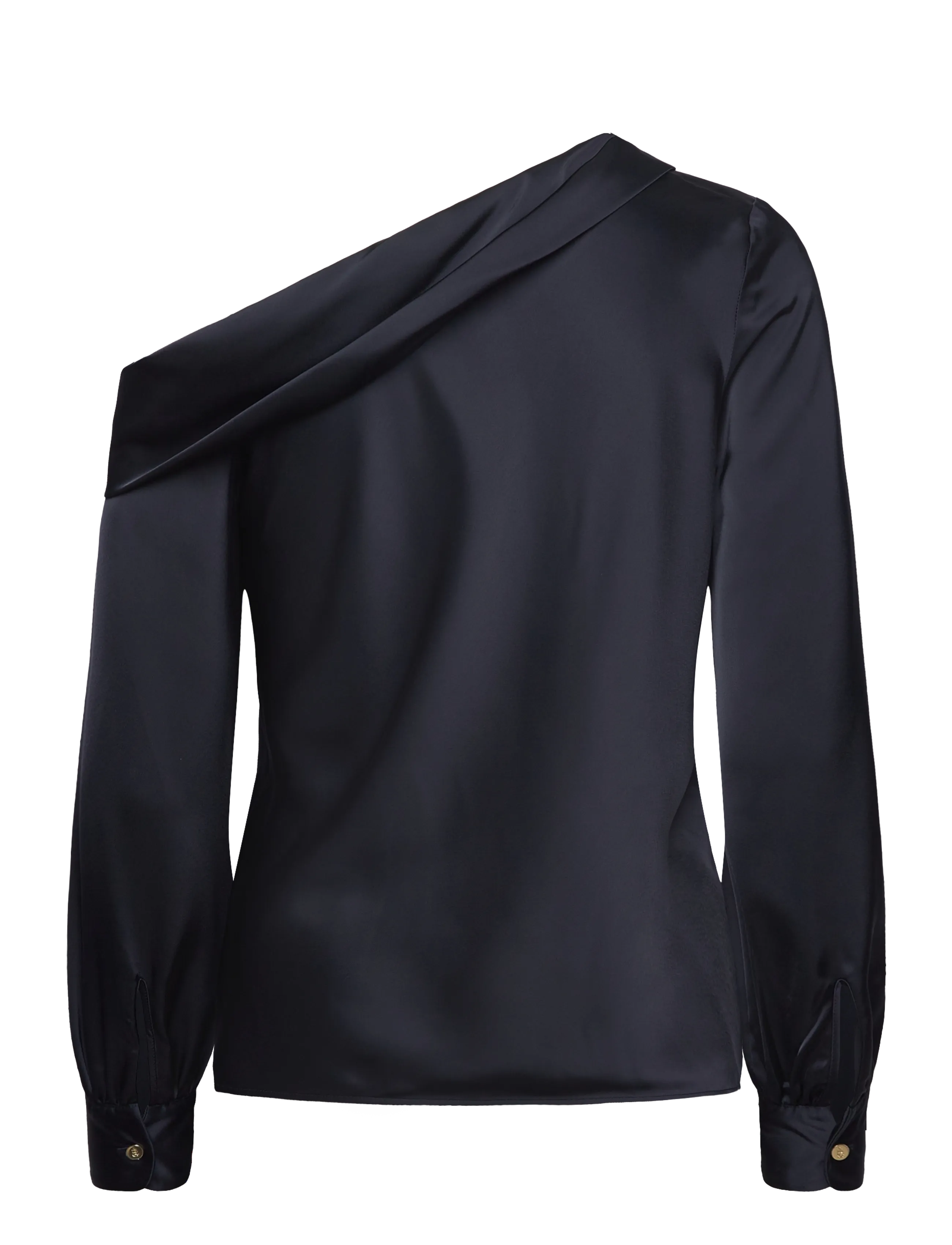 Lauren Ralph Lauren - Satin Charmeuse One-Shoulder Blouse - lauren navy - 1