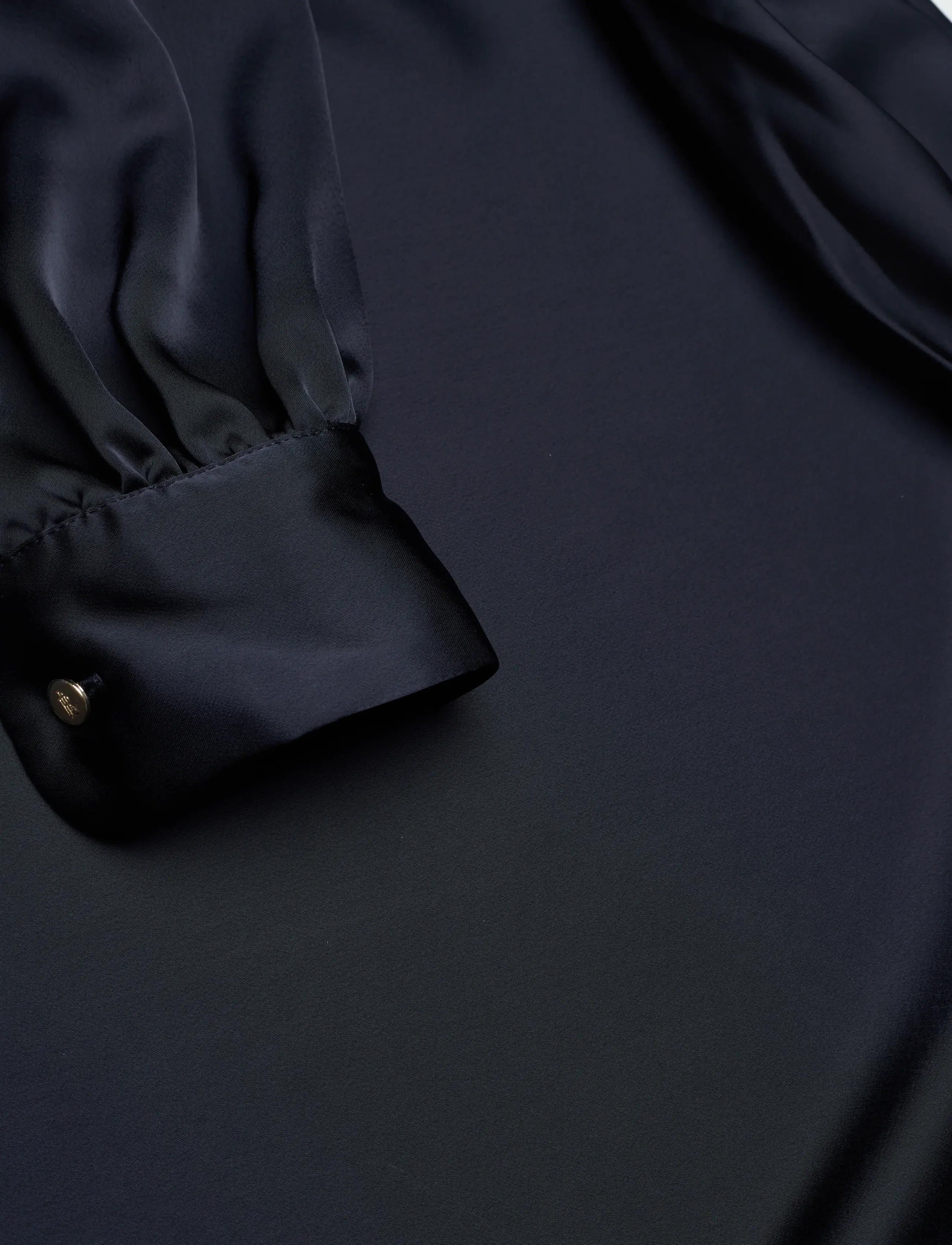 Lauren Ralph Lauren - Satin Charmeuse One-Shoulder Blouse - lauren navy - 2