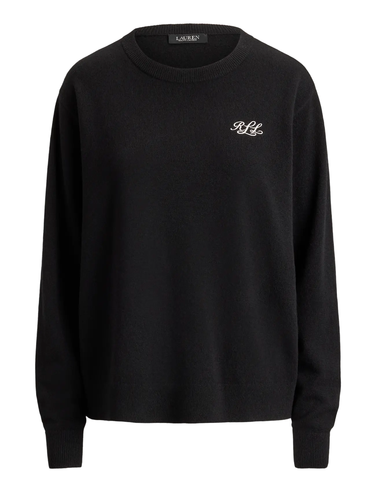 Lauren Ralph Lauren - Embroidered Cashmere Crewneck Sweater - cashmere - black - 1