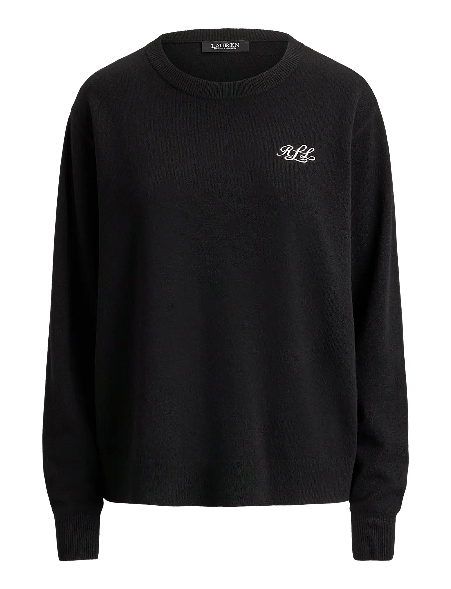 Lauren Ralph Lauren - Embroidered Cashmere Crewneck Sweater - cashmere - black - 1